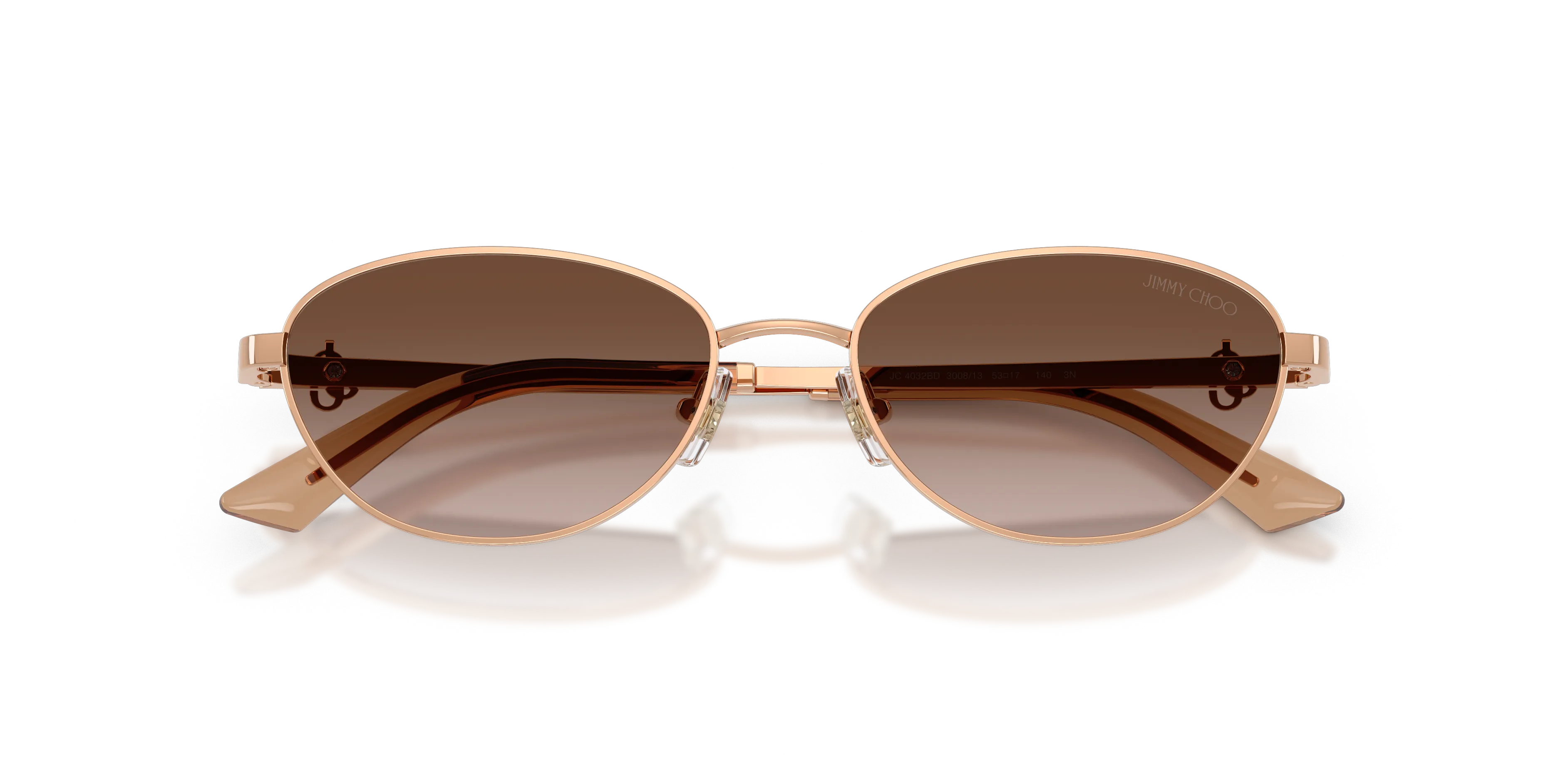 Jimmy Choo JC4032BD 300813 Occhiali da sole Acciaio Oro Marrone Rotonda Normale Sfumato - immagine 2