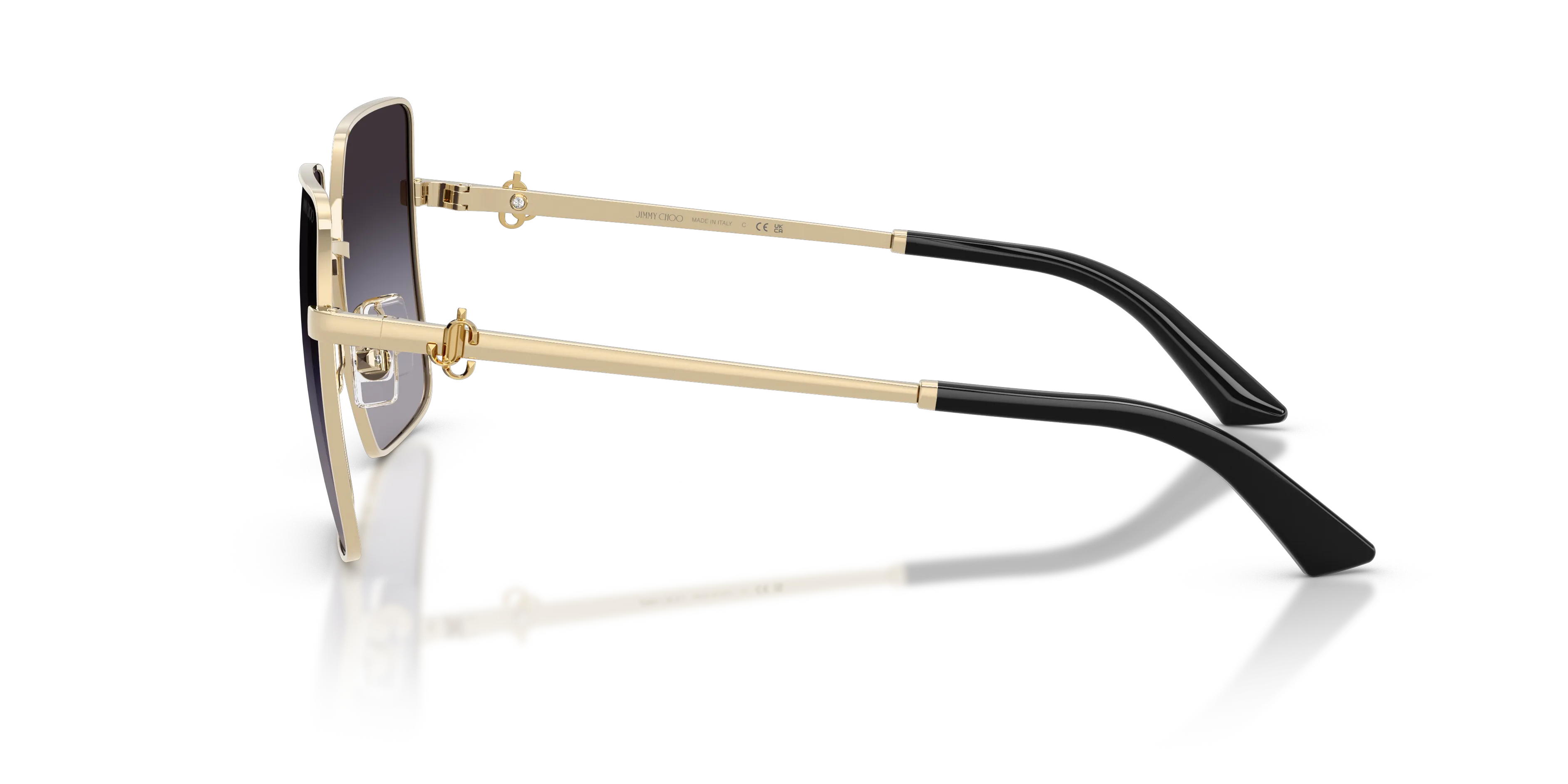 Jimmy Choo JC4031B 30068G Occhiali da sole Acciaio Oro Grigio Squadrata Normale Sfumato - immagine 4