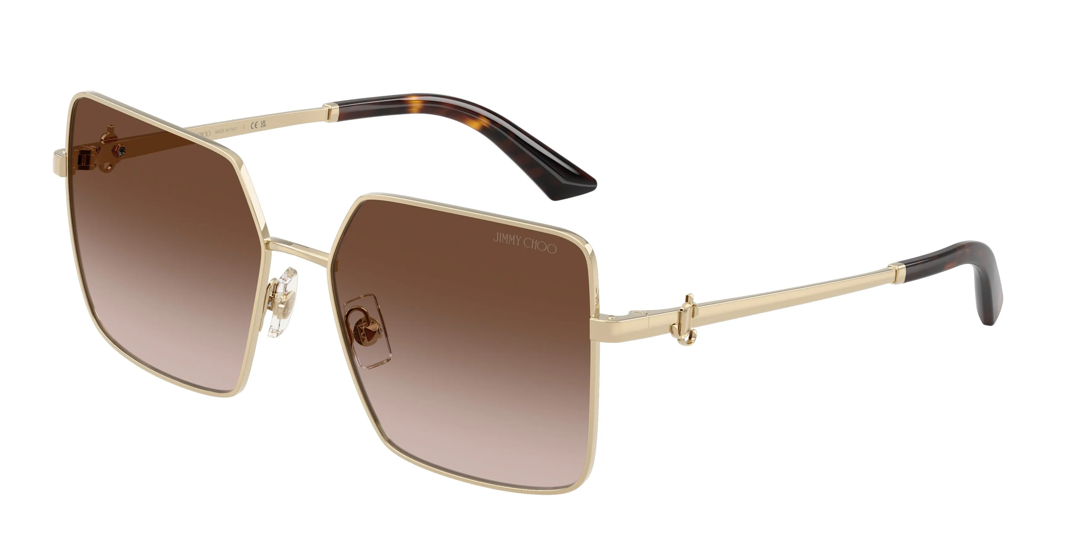 Jimmy Choo JC4031B 300613 Occhiali da sole Acciaio Oro Marrone Squadrata Normale Sfumato - immagine 1