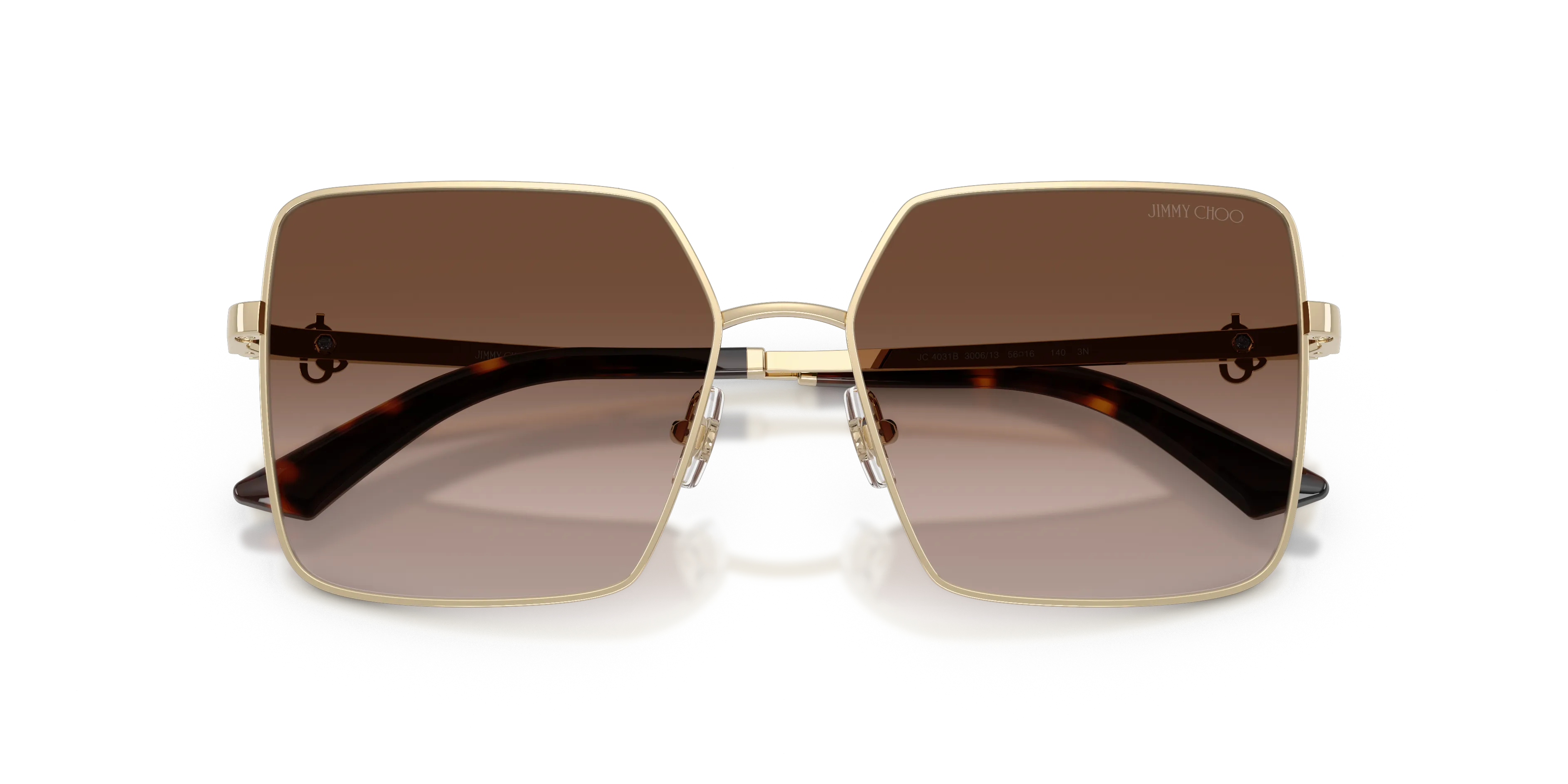 Jimmy Choo JC4031B 300613 Occhiali da sole Acciaio Oro Marrone Squadrata Normale Sfumato - immagine 2