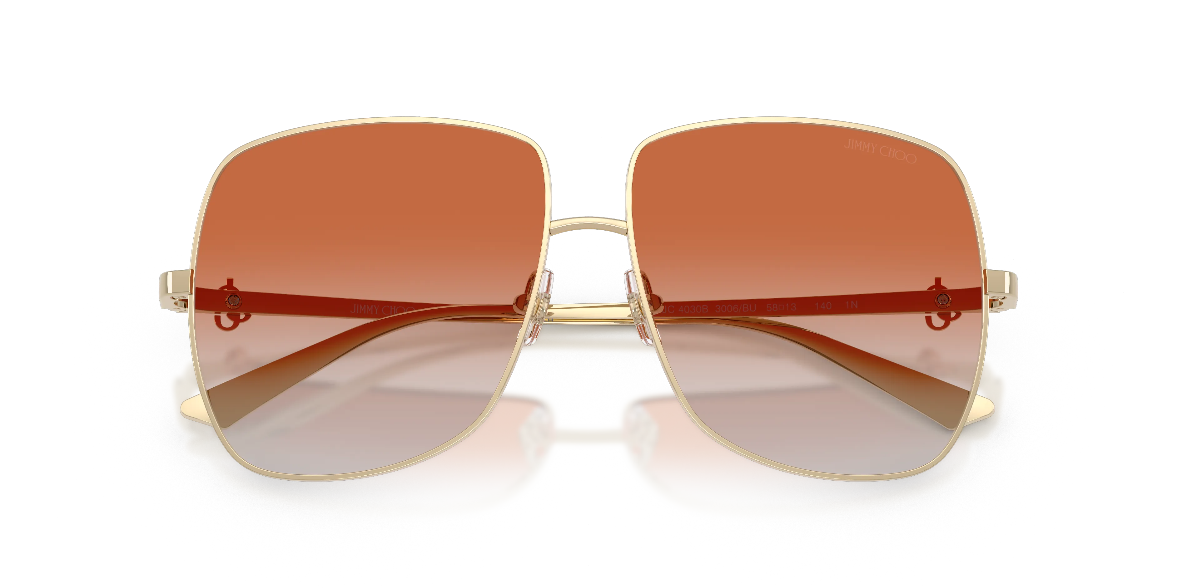 Jimmy Choo JC4030B 3006BU Occhiali da sole Metallo Oro Grigio Squadrata Normale Sfumato - immagine 2