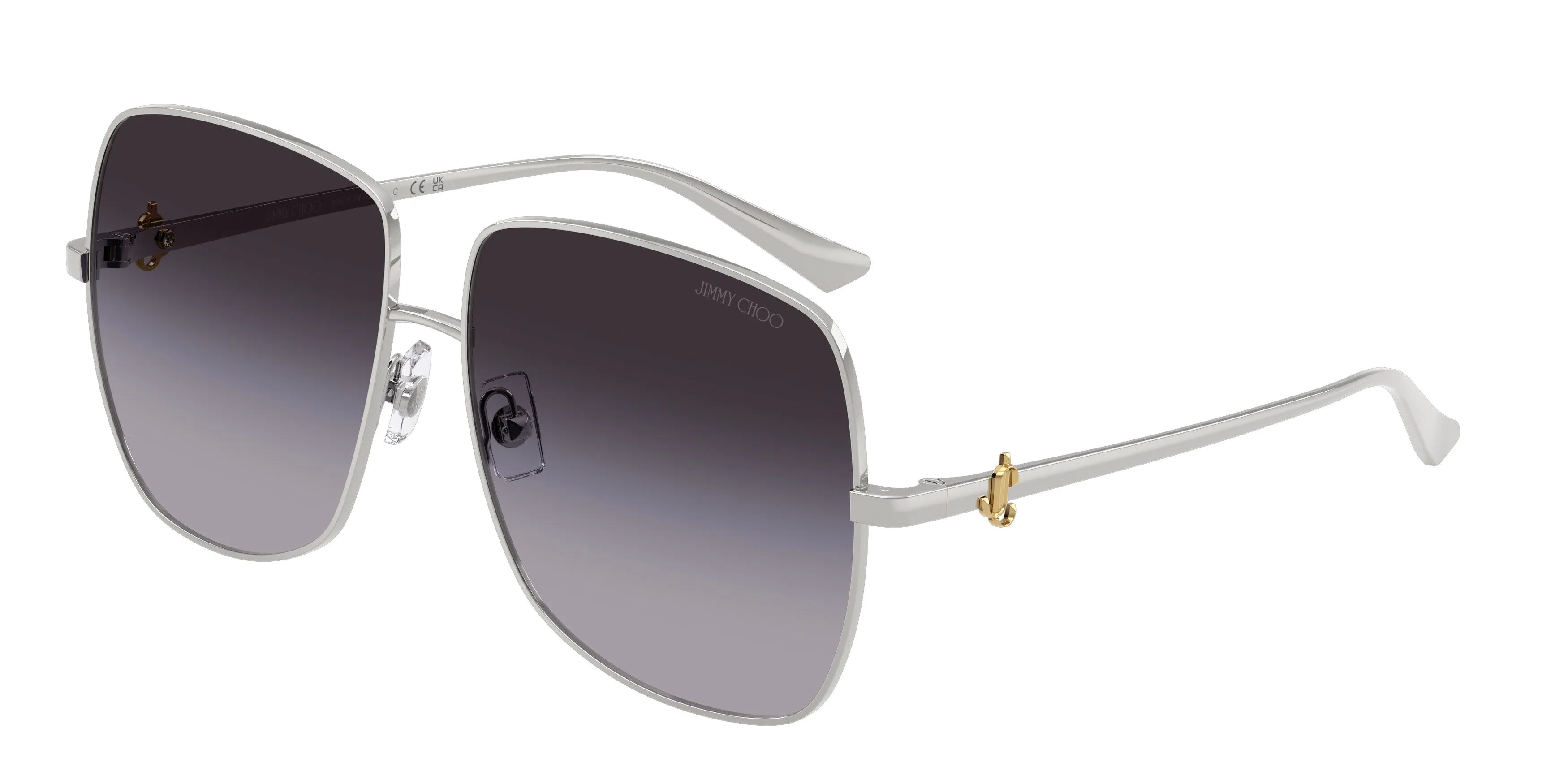 Jimmy Choo JC4030B 30028G Occhiali da sole Metallo Argento Grigio Squadrata Normale Sfumato - immagine 1