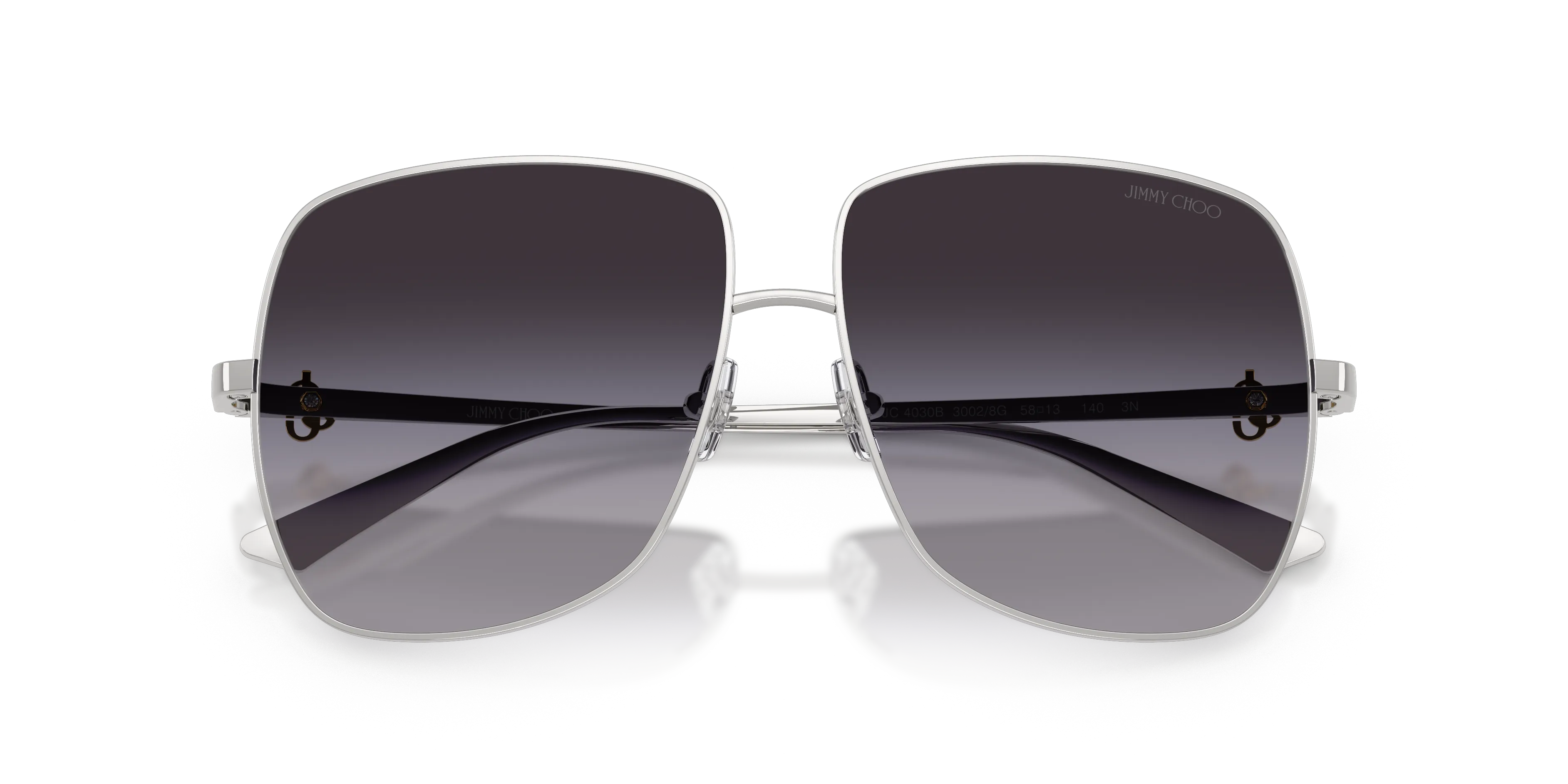 Jimmy Choo JC4030B 30028G Occhiali da sole Metallo Argento Grigio Squadrata Normale Sfumato - immagine 2