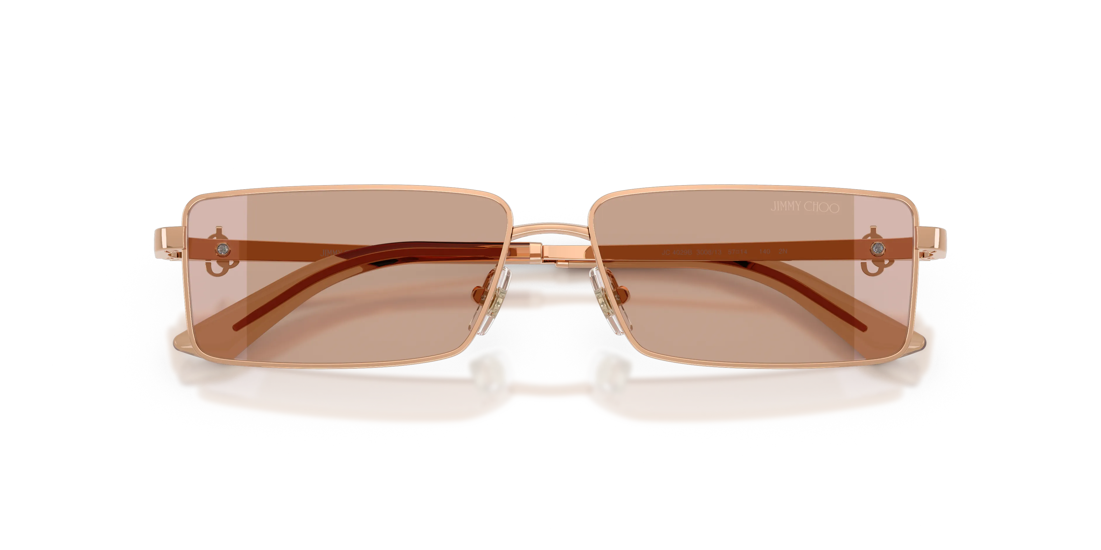 Jimmy Choo JC4029B 300813 Occhiali da sole Metallo Oro Marrone Squadrata Normale Sfumato - immagine 2