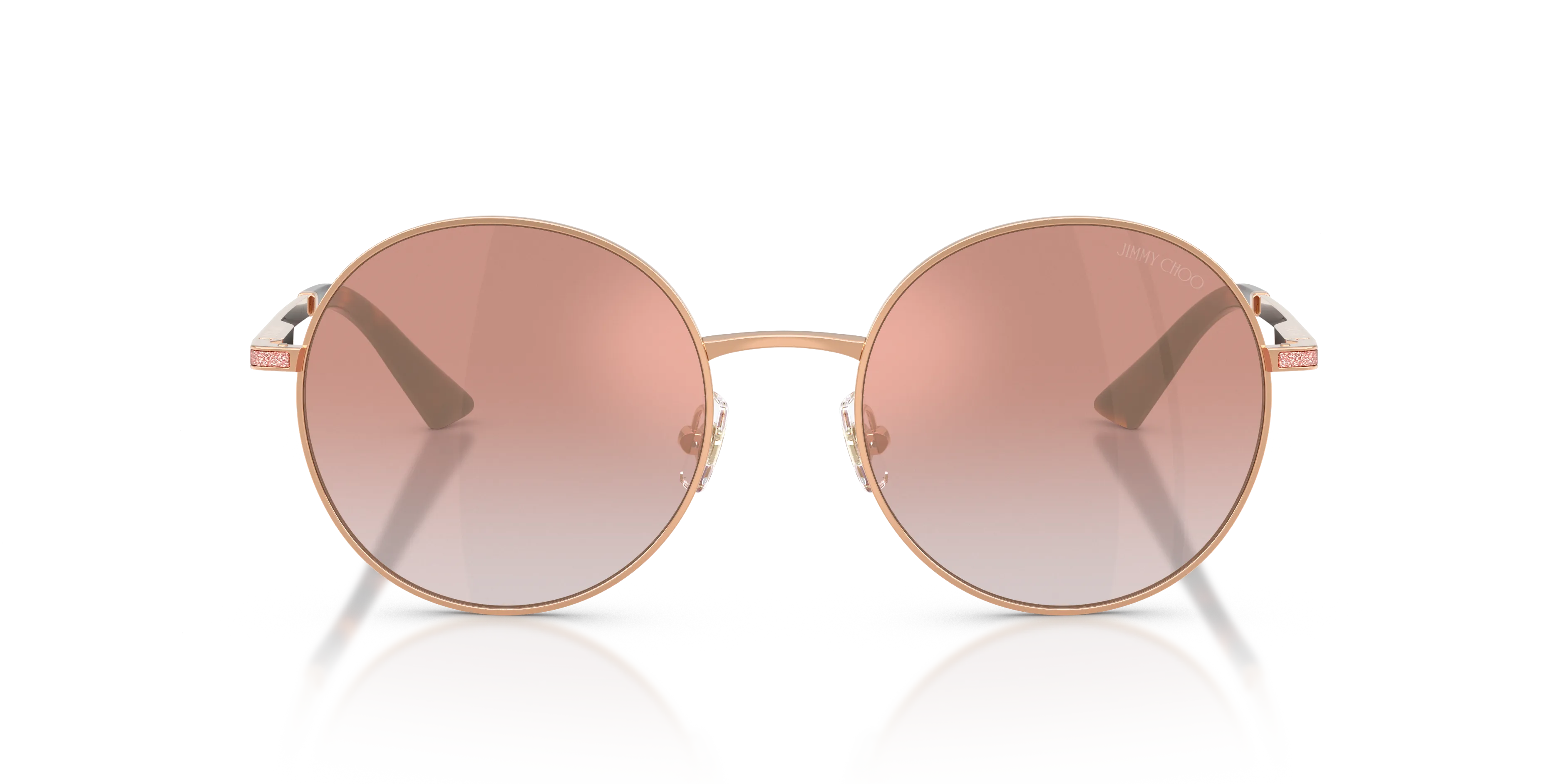 Jimmy Choo JC4028J 30086F Occhiali da sole Metallo Oro Rosa Rotonda Normale Sfumato - immagine 3