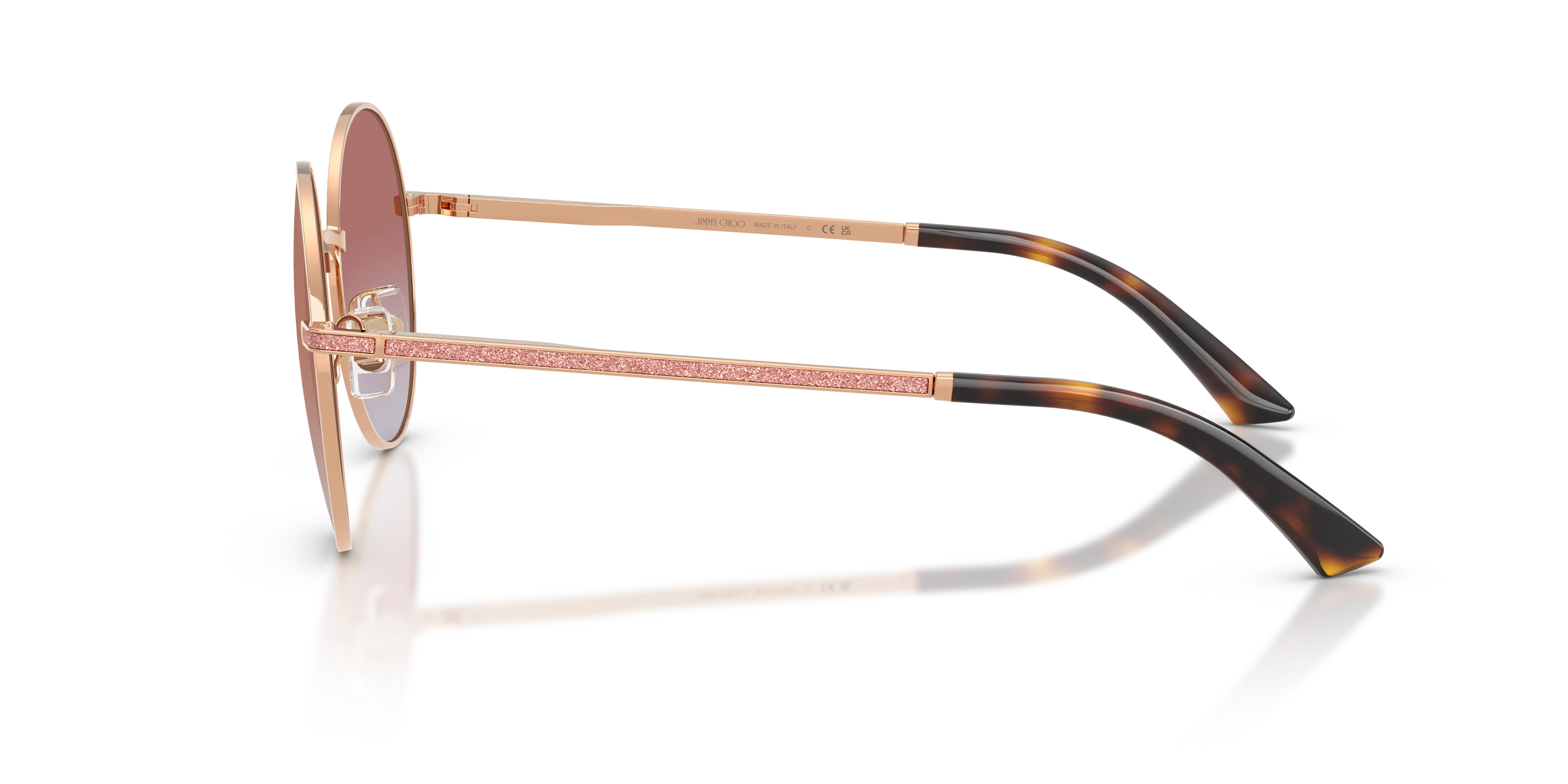 Jimmy Choo JC4028J 30086F Occhiali da sole Metallo Oro Rosa Rotonda Normale Sfumato - immagine 4