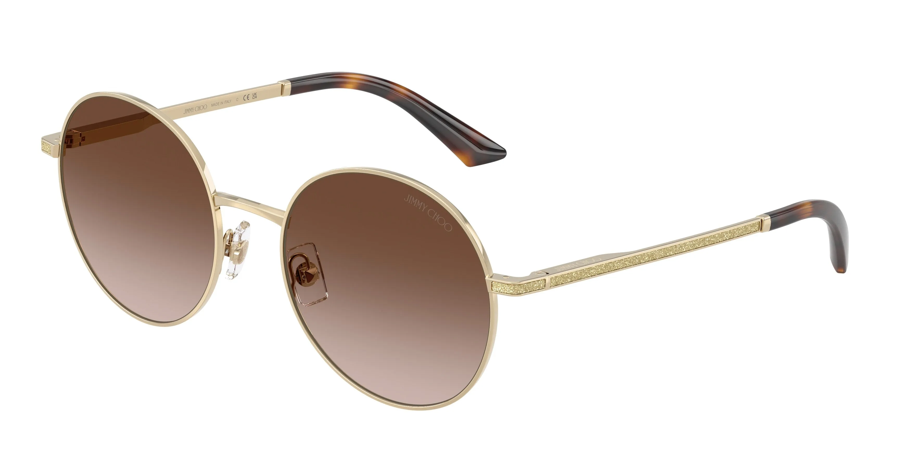 Jimmy Choo JC4028J 300613 Occhiali da sole Metallo Oro Marrone Rotonda Normale Sfumato - immagine 1