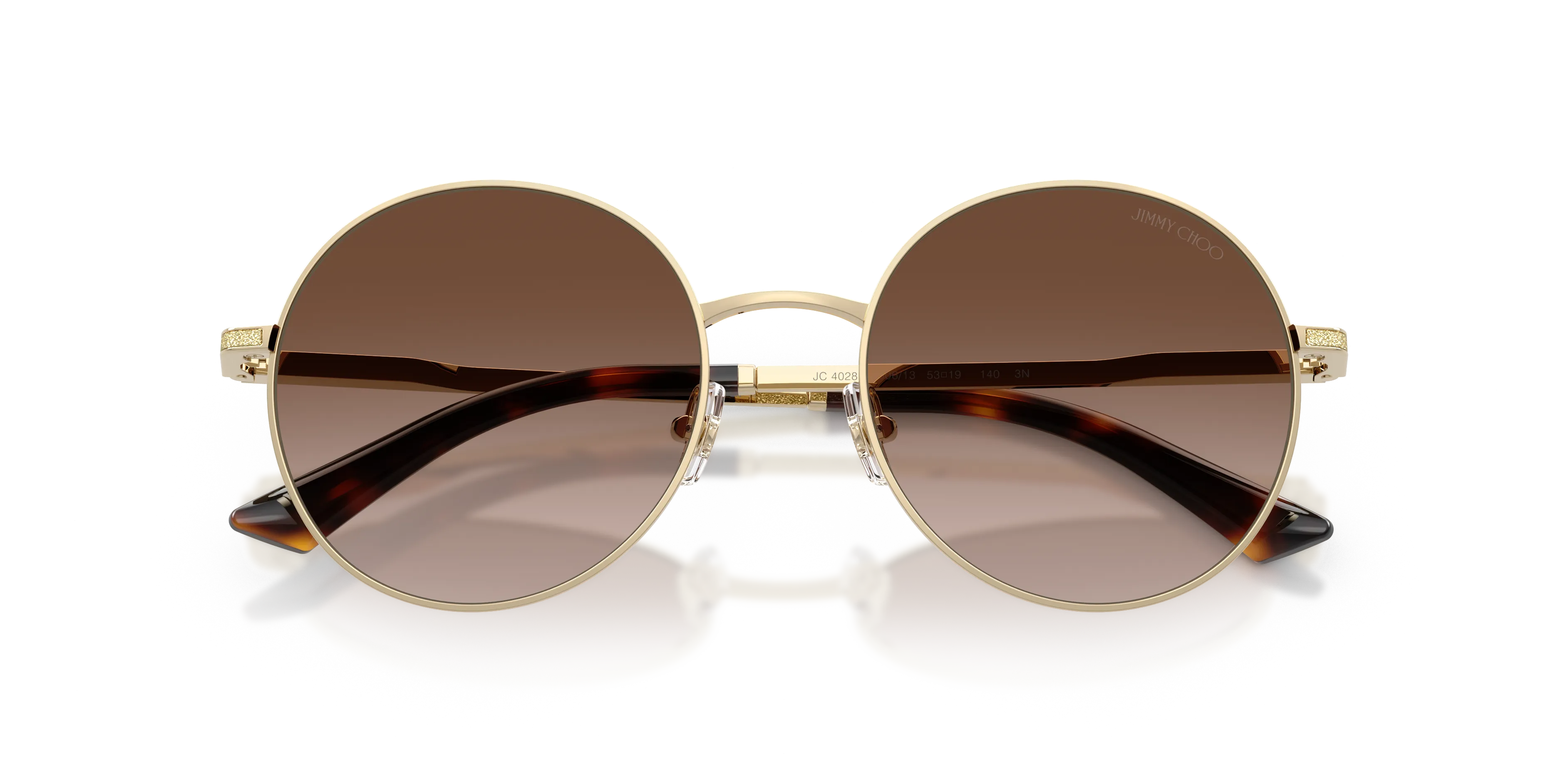 Jimmy Choo JC4028J 300613 Occhiali da sole Metallo Oro Marrone Rotonda Normale Sfumato - immagine 2