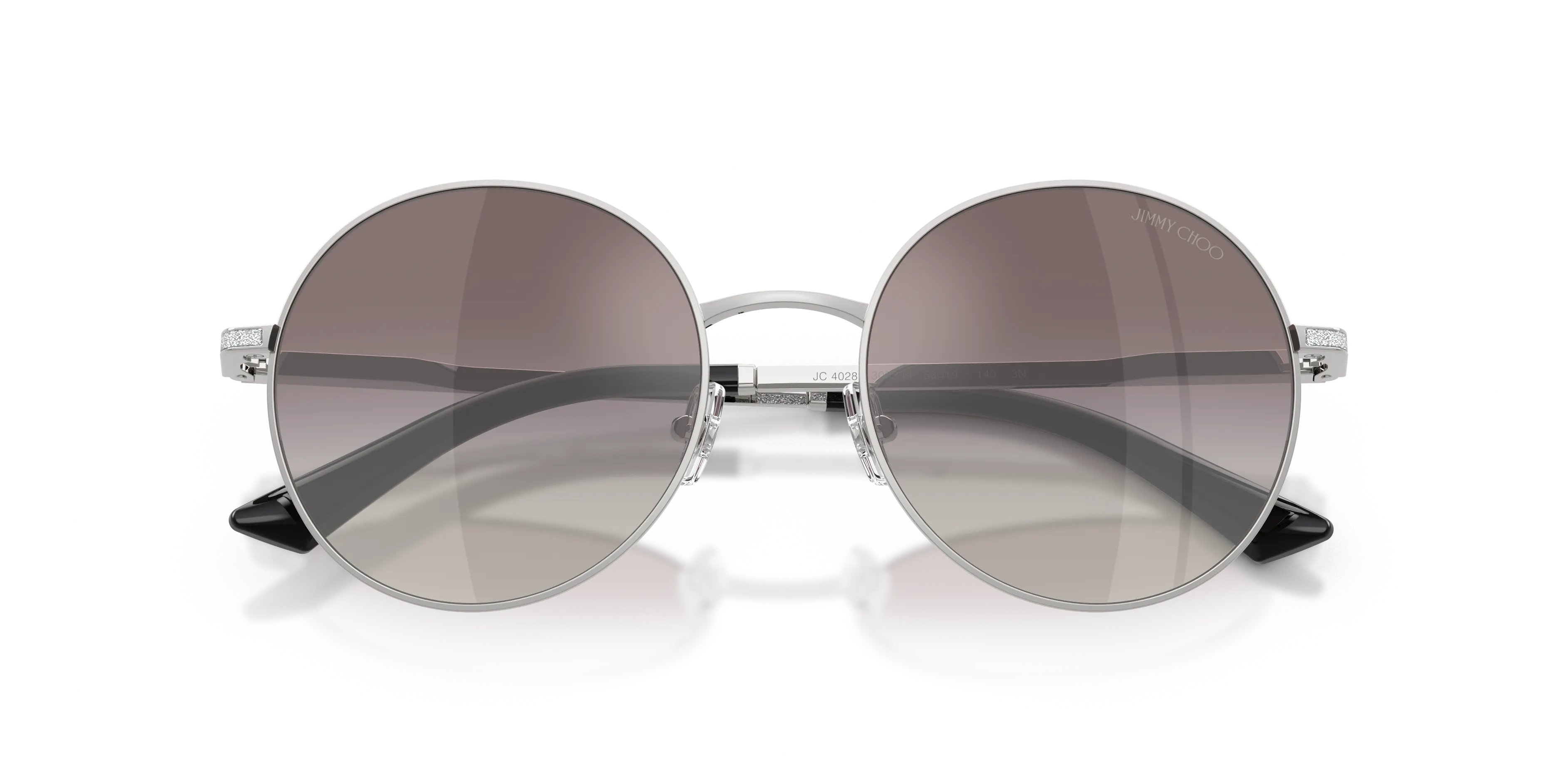 Jimmy Choo JC4028J 30026I Occhiali da sole Metallo Argento Grigio Rotonda Specchiate Sfumato - immagine 2