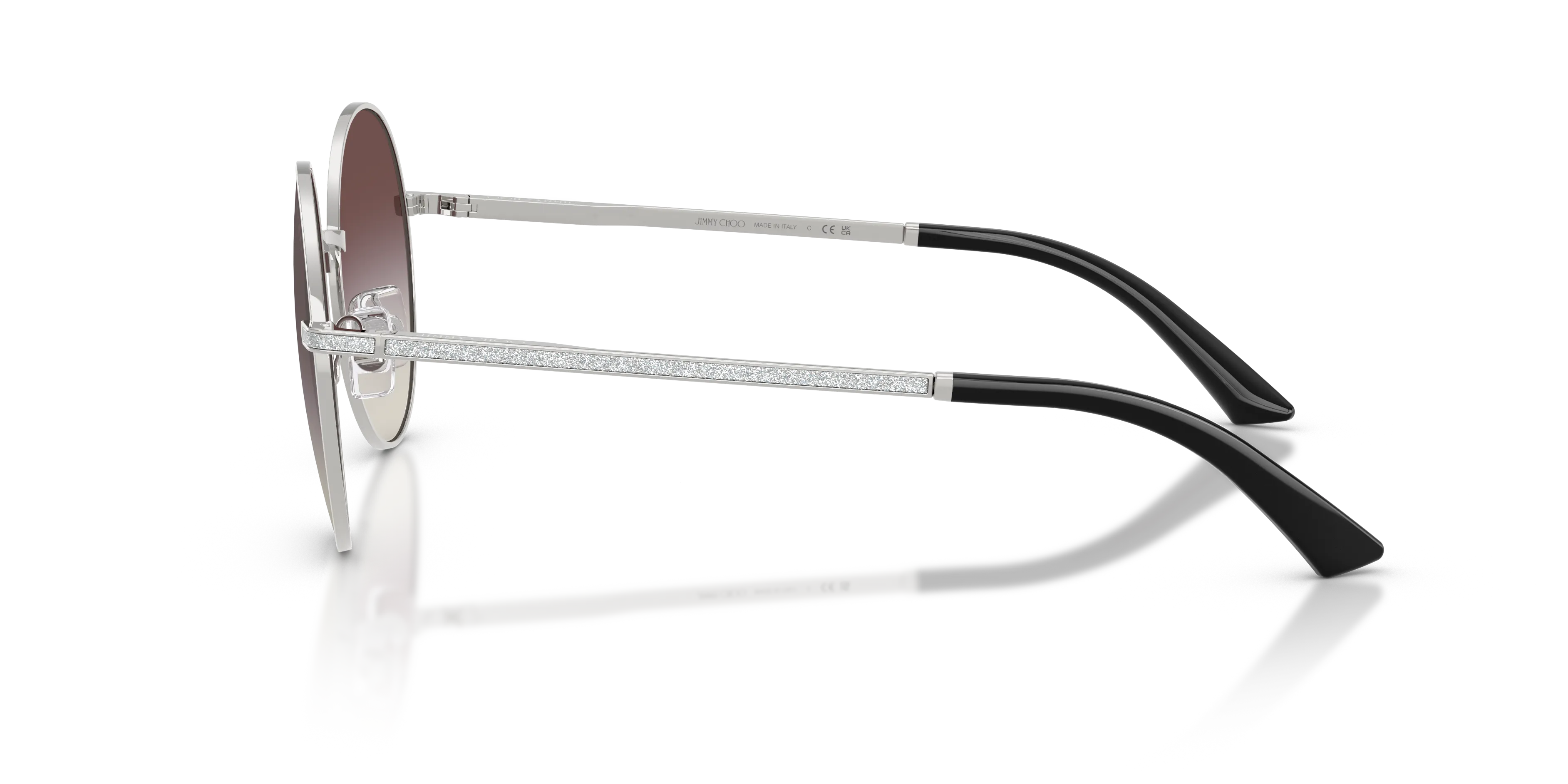 Jimmy Choo JC4028J 30026I Occhiali da sole Metallo Argento Grigio Rotonda Specchiate Sfumato - immagine 4