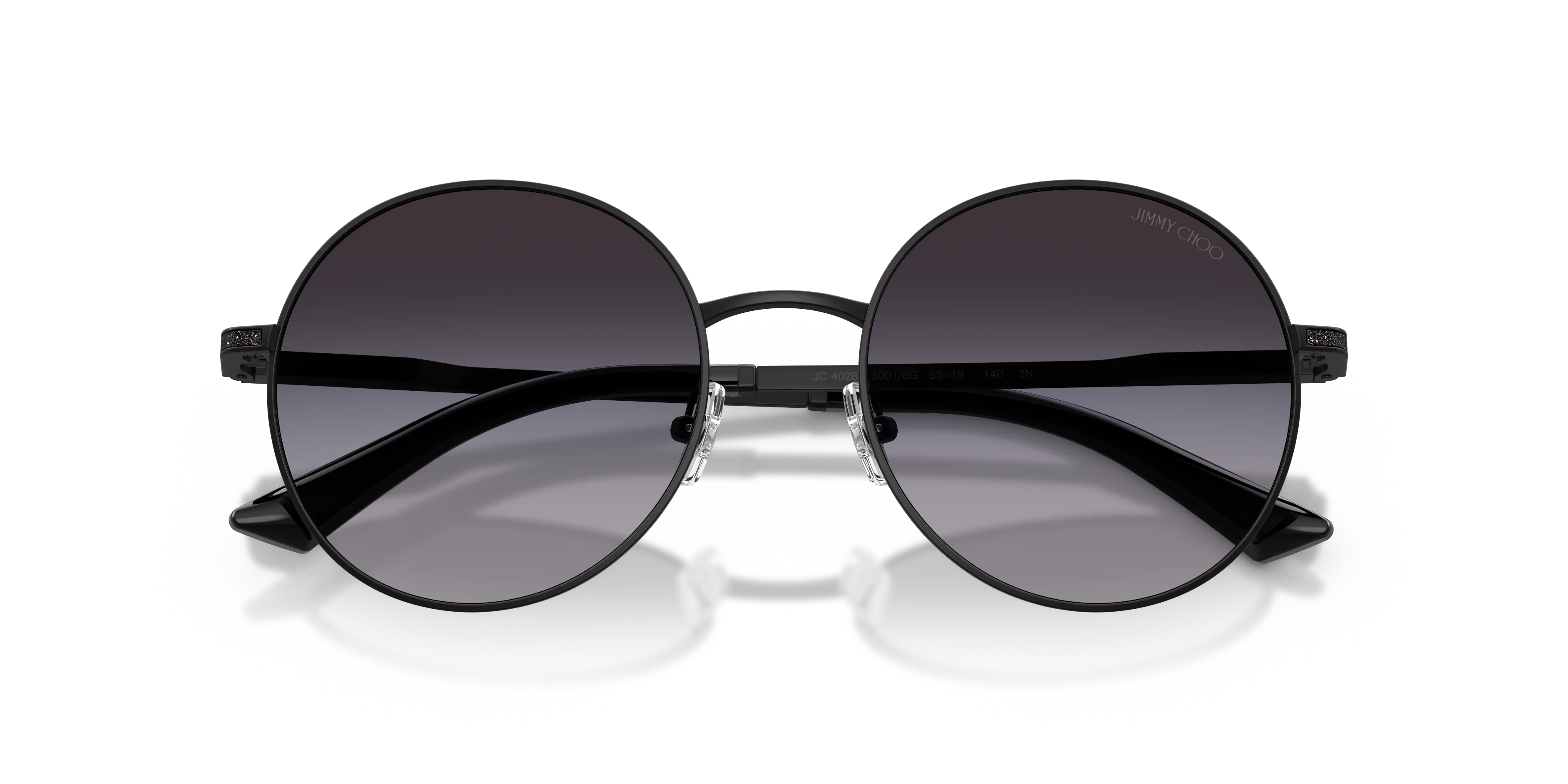 Jimmy Choo JC4028J 30018G Occhiali da sole Metallo Nero Grigio Rotonda Normale Sfumato - immagine 2