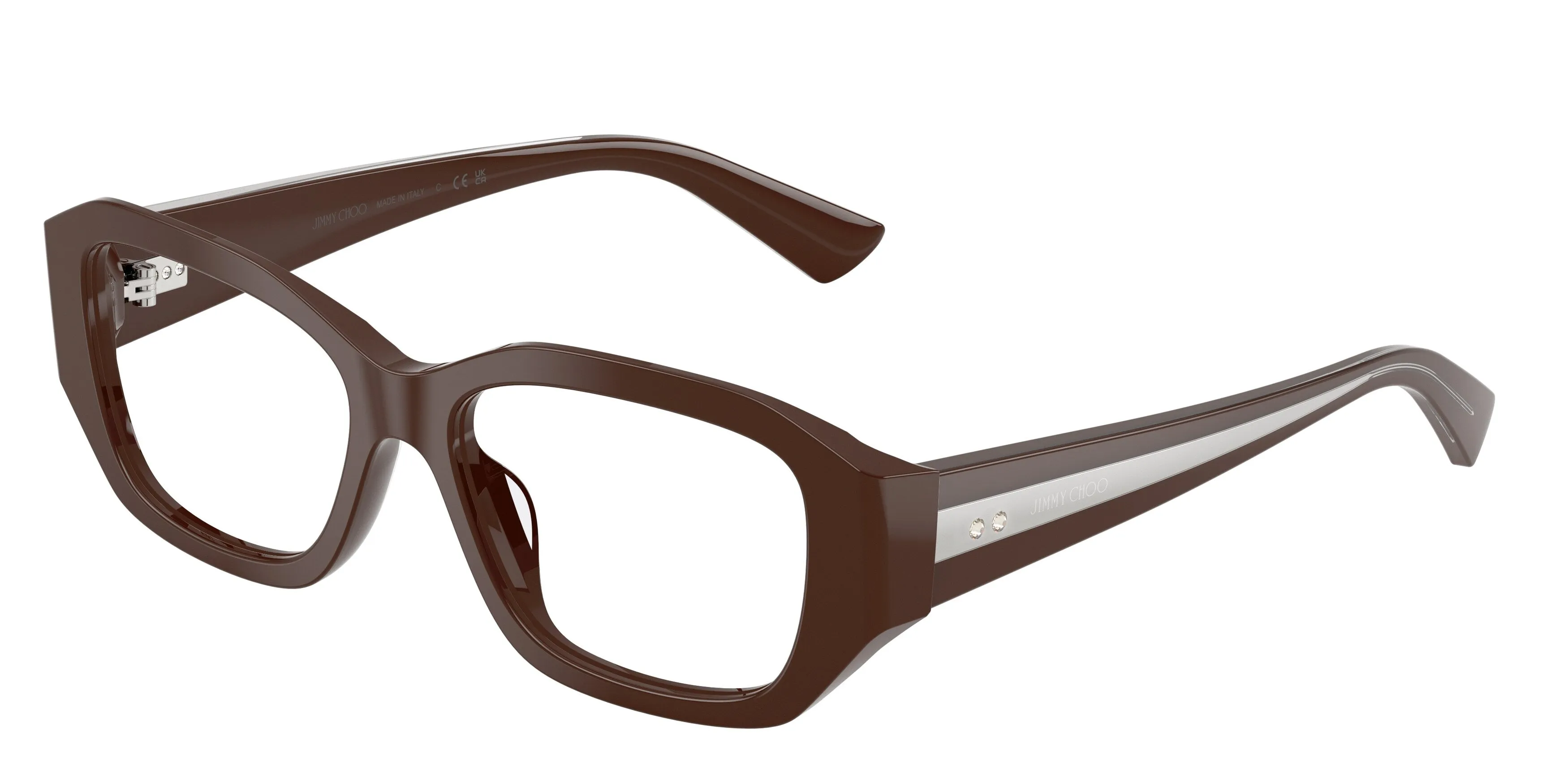 Jimmy Choo JC3065BU 5120 Montature da vista Acetato Marrone Trasparente Geometrica Normale - immagine 1