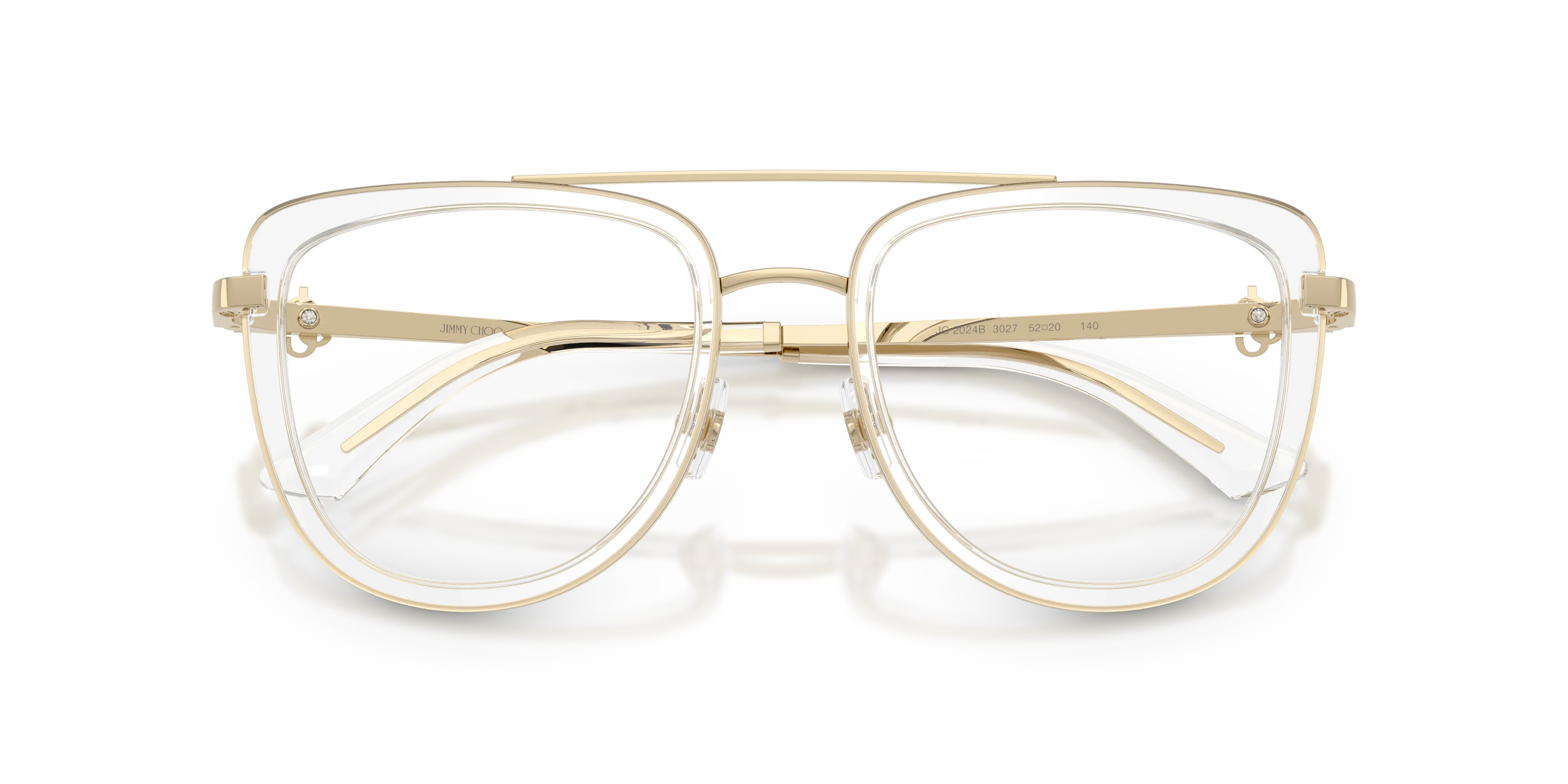 Jimmy Choo JC2024B 3027 Montature da vista Acciaio Oro Trasparente Pilot Normale - immagine 2