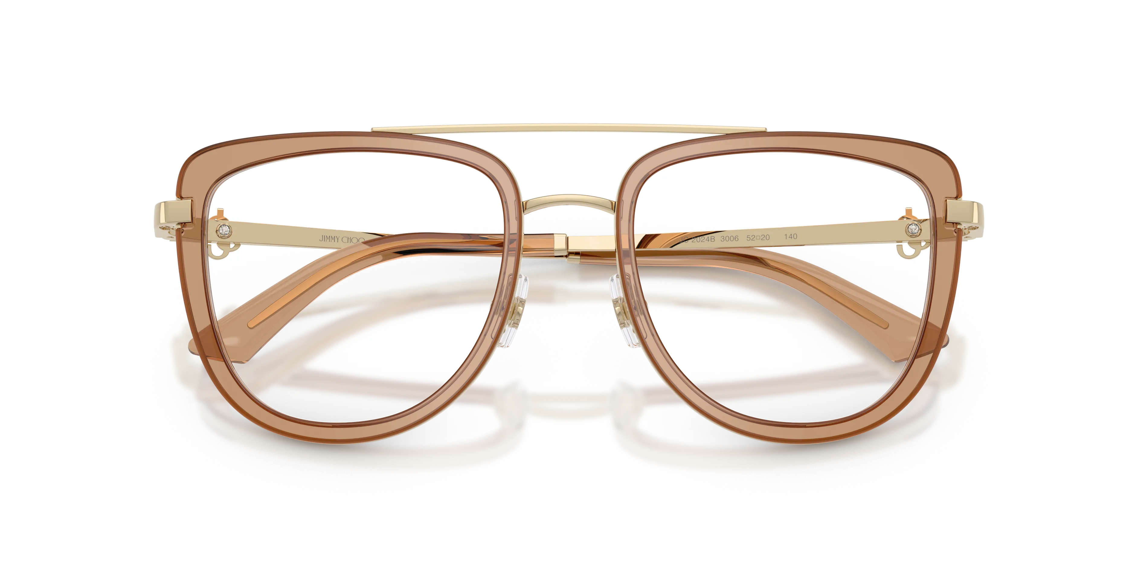 Jimmy Choo JC2024B 3006 Montature da vista Acciaio Marrone Trasparente Pilot Normale - immagine 2