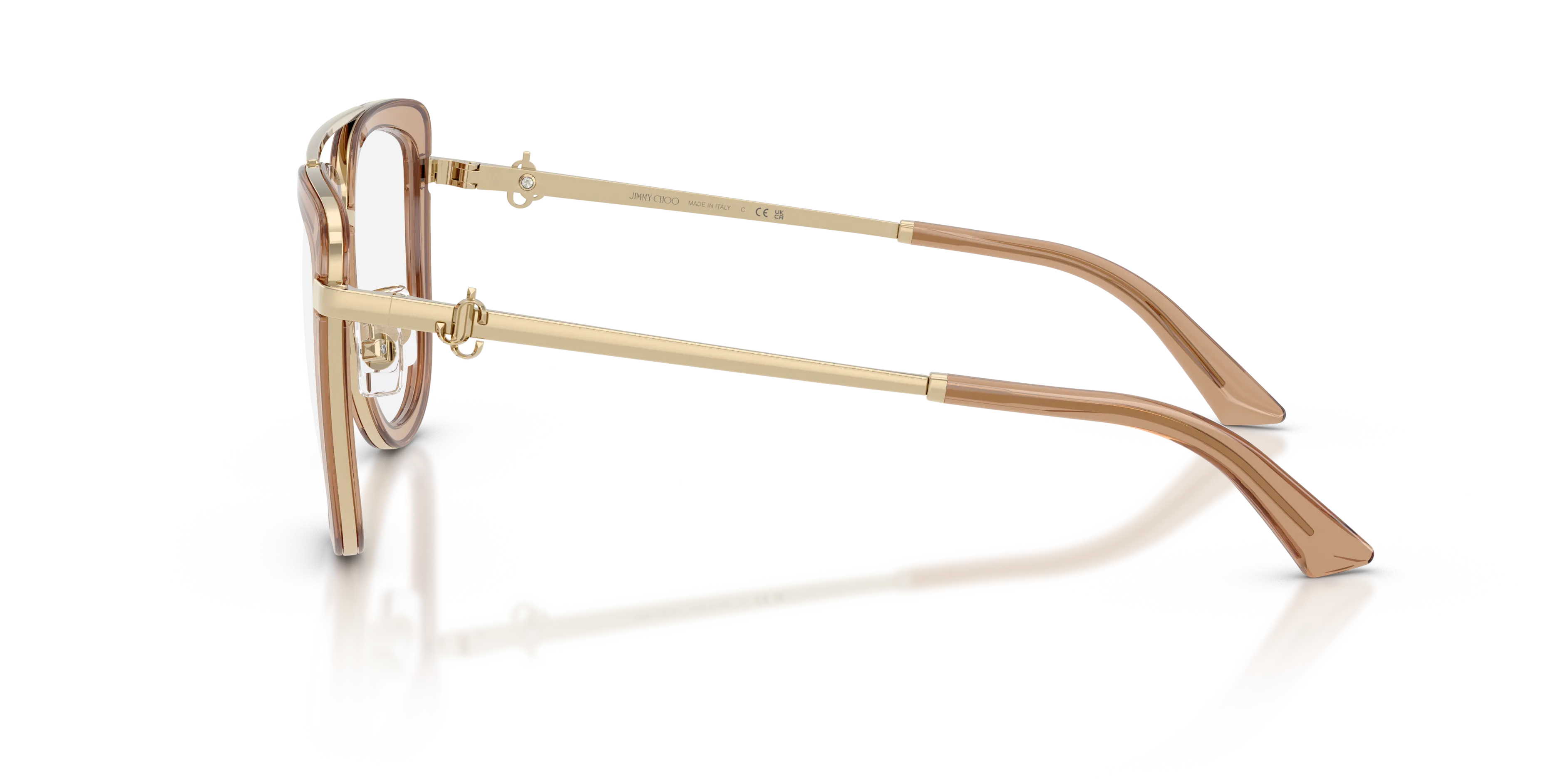 Jimmy Choo JC2024B 3006 Montature da vista Acciaio Marrone Trasparente Pilot Normale - immagine 4
