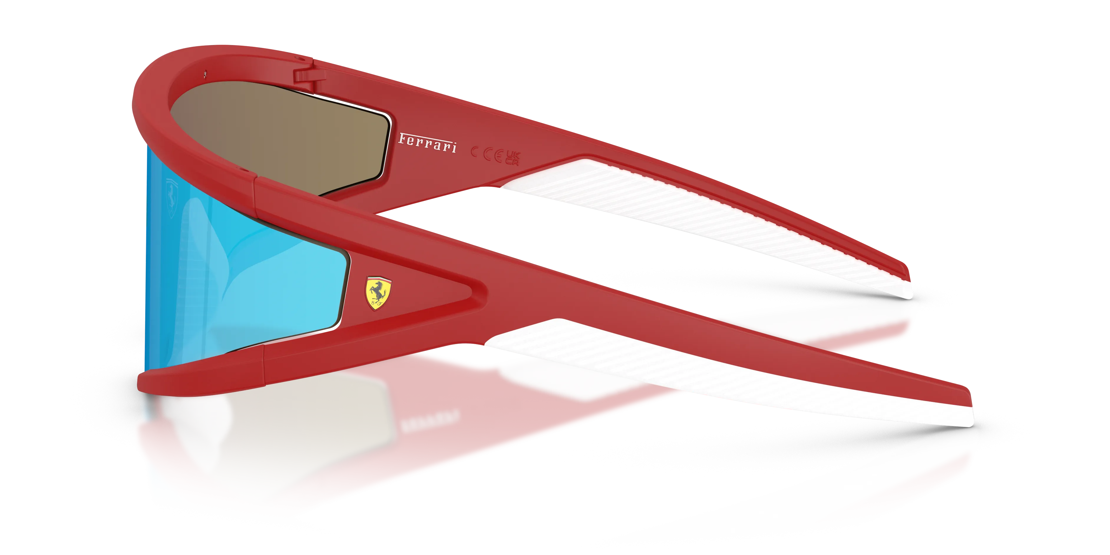 Ferrari Scuderia FZ6038U 514/55 Occhiali da sole Iniettato Rosso Verde Squadrata Specchiate - immagine 4