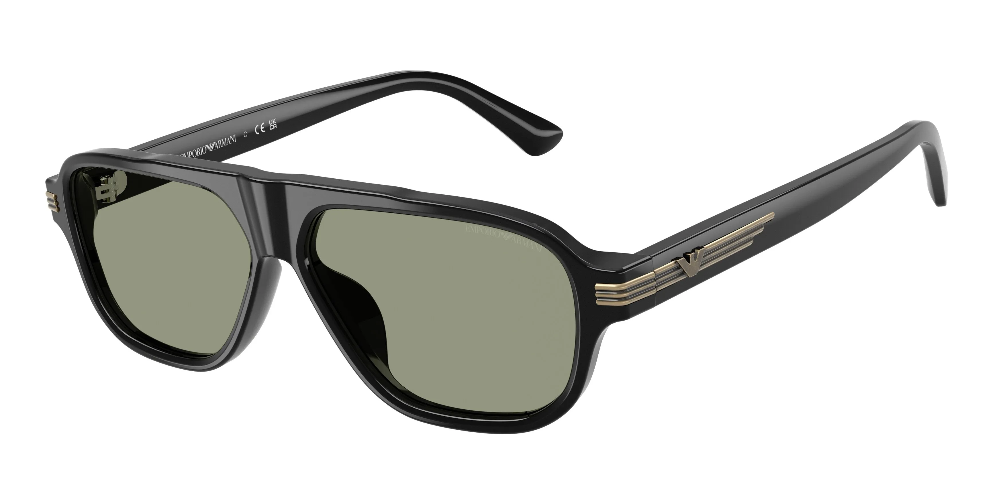 Emporio Armani EA4285U 5017/2 Occhiali da sole Acetato Nero Verde Pilot Normale - immagine 1