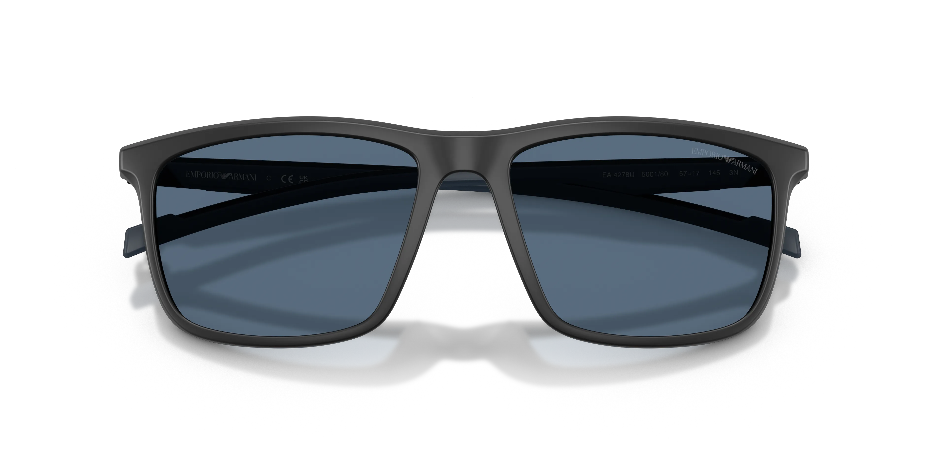 Emporio Armani EA4278U 500180 Occhiali da sole Iniettato Nero Blu Squadrata Normale - immagine 2