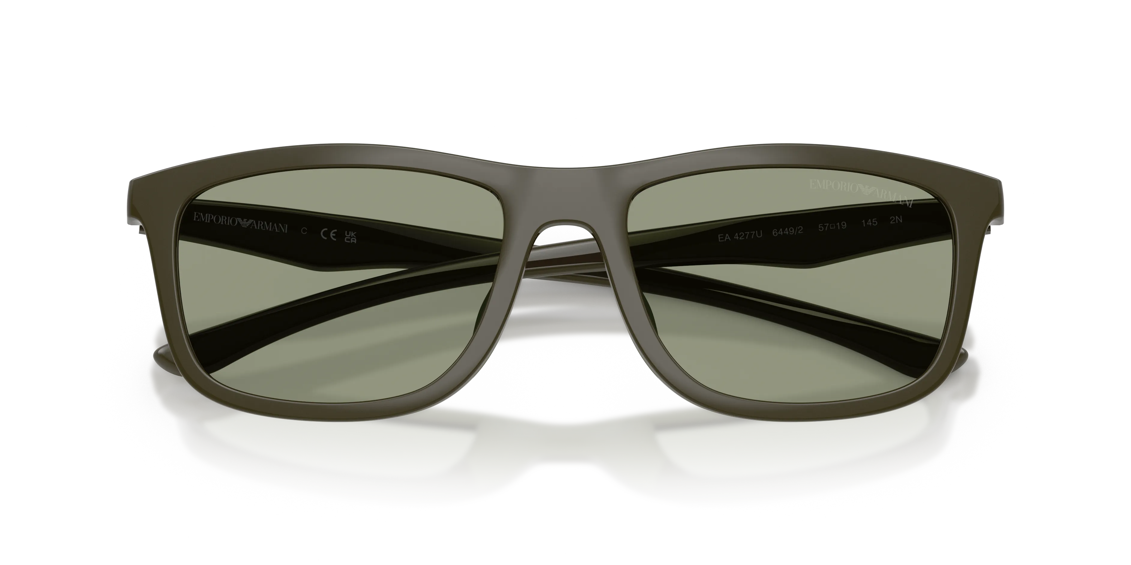 Emporio Armani EA4277U 6449/2 Occhiali da sole Iniettato Verde Verde Squadrata Normale - immagine 2