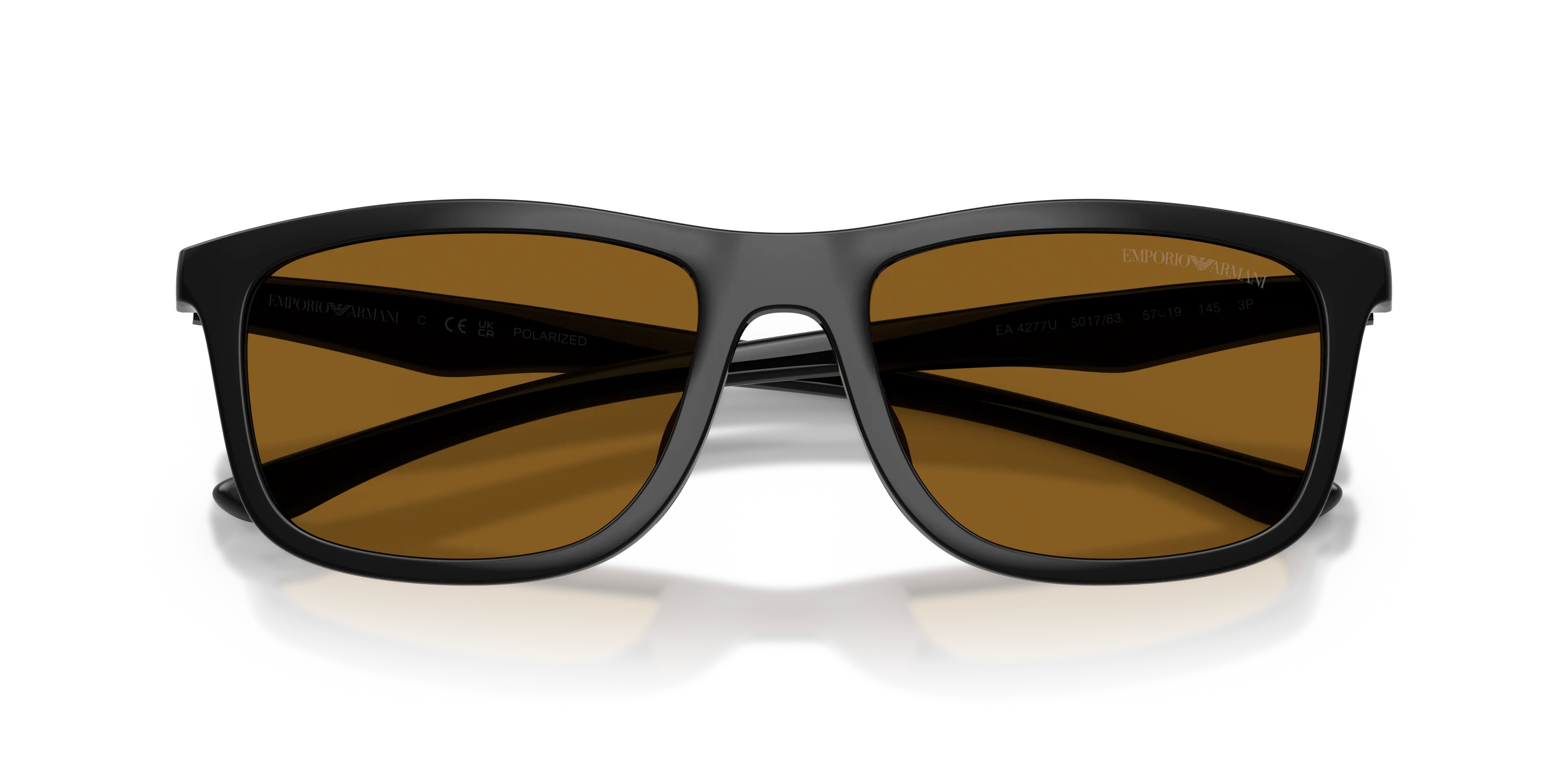 Emporio Armani EA4277U 501783 Occhiali da sole Iniettato Nero Marrone Squadrata Polarizzata - immagine 2