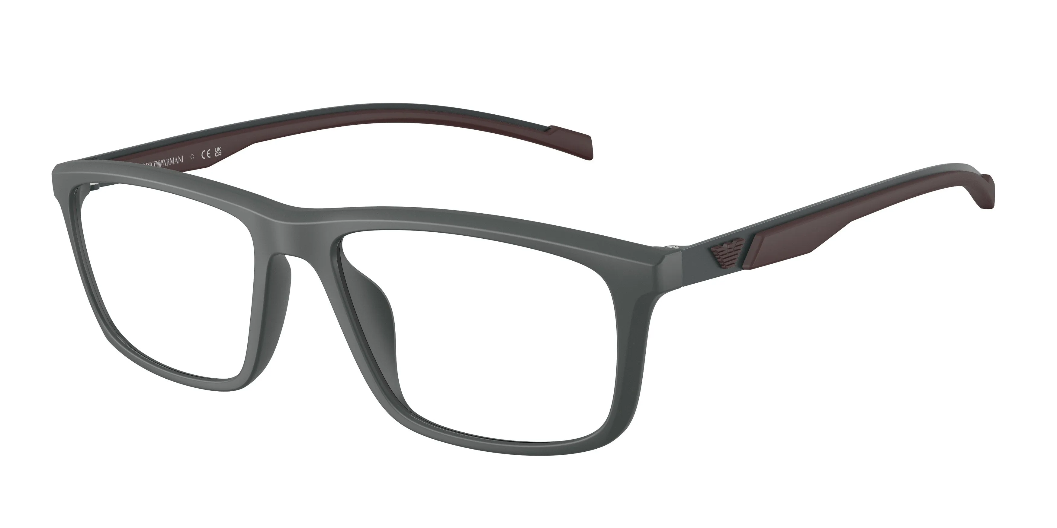 Emporio Armani EA3286U 6205 Montature da vista Iniettato Grigio Trasparente Squadrata Normale - immagine 1