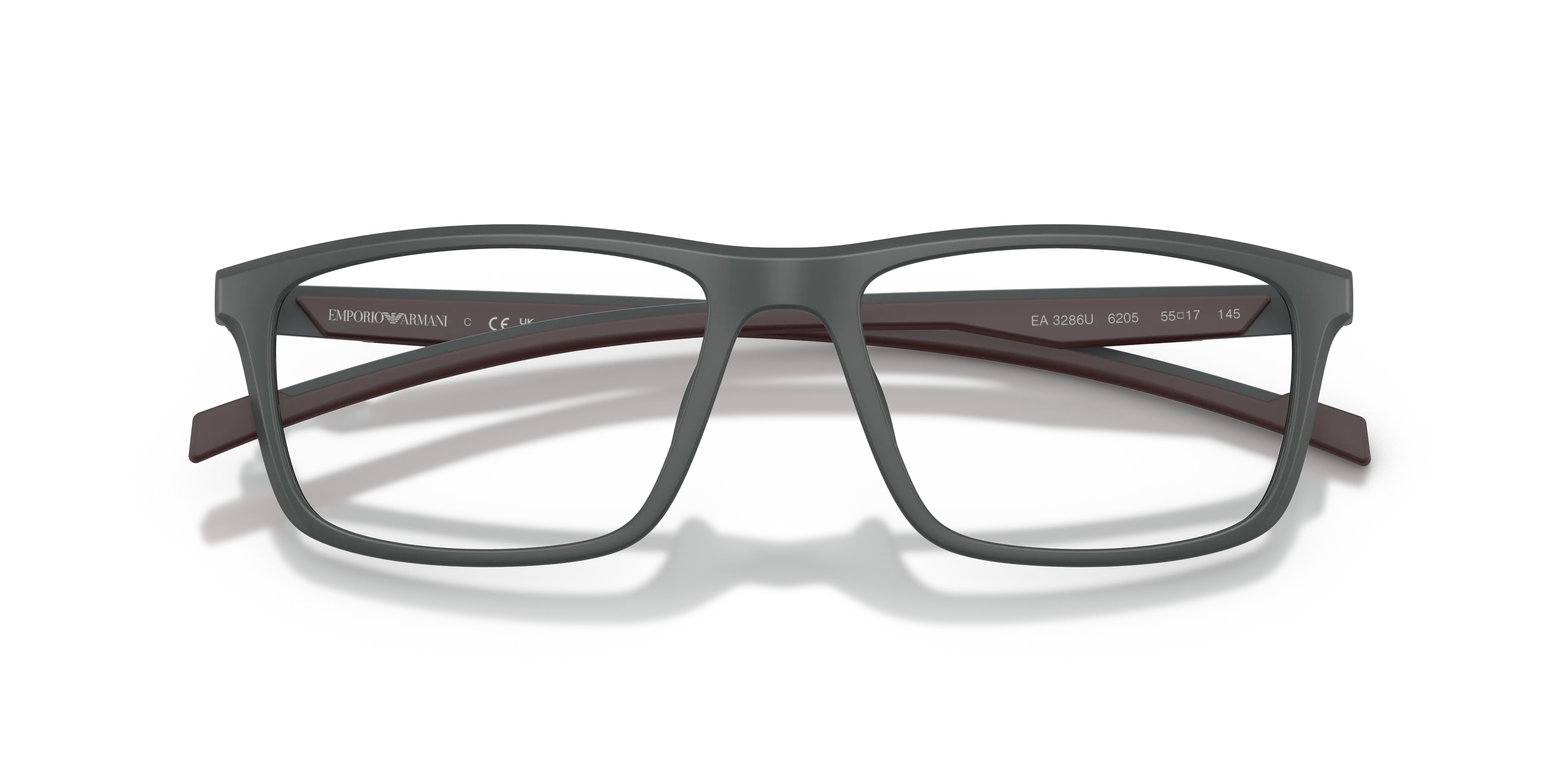 Emporio Armani EA3286U 6205 Montature da vista Iniettato Grigio Trasparente Squadrata Normale - immagine 2
