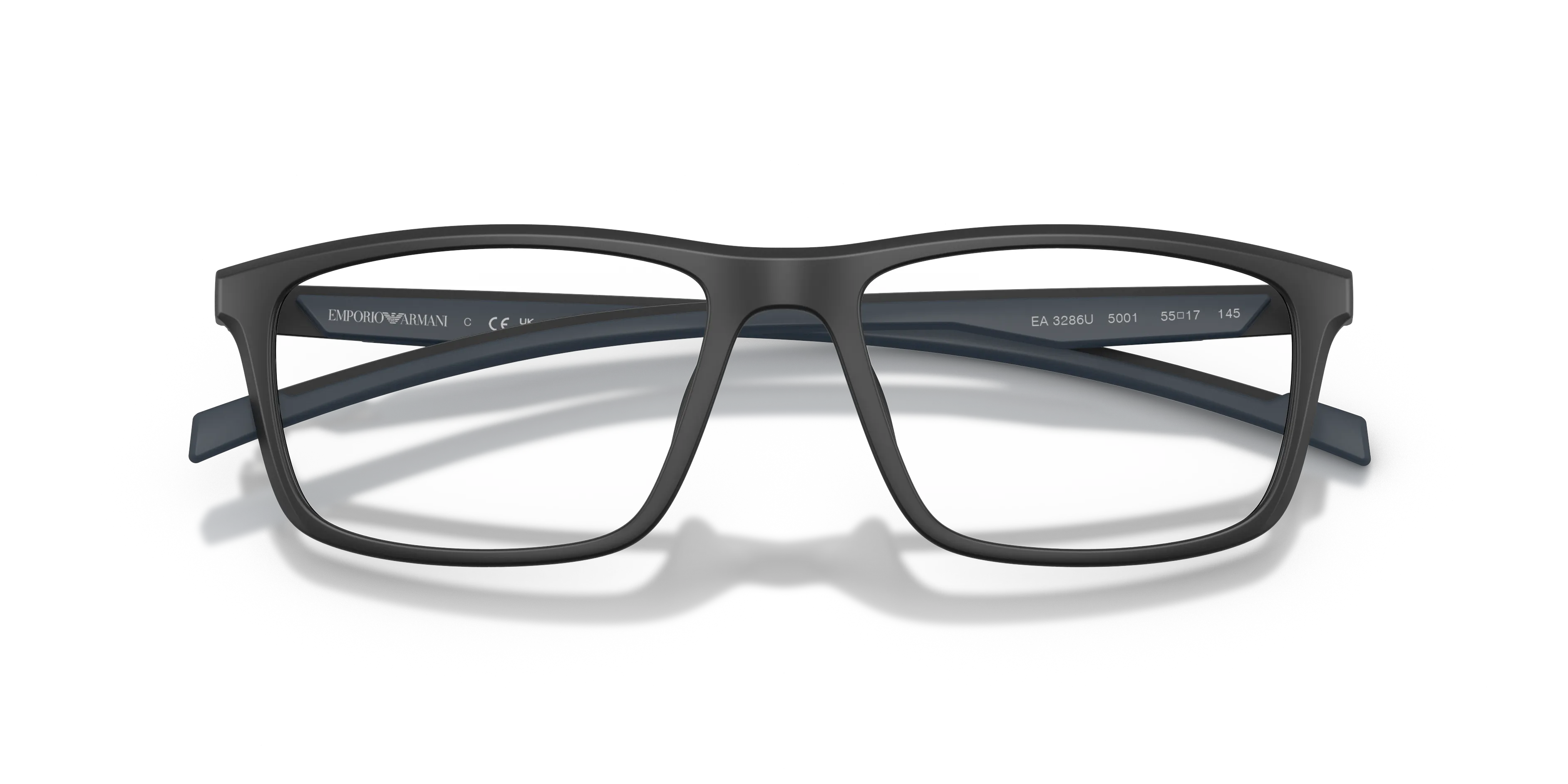 Emporio Armani EA3286U 5001 Montature da vista Iniettato Nero Trasparente Squadrata Normale - immagine 2