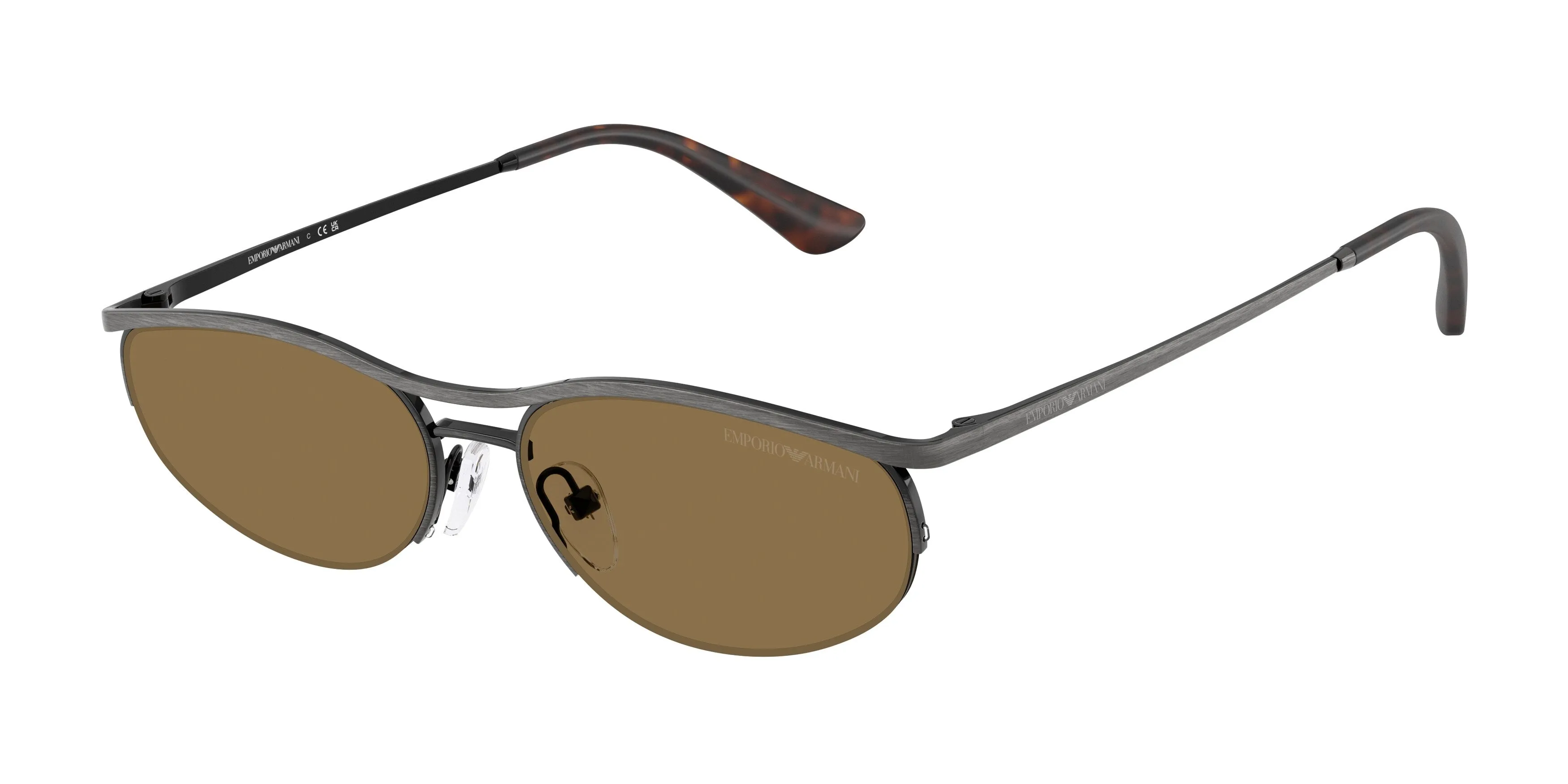Emporio Armani EA2180 344573 Occhiali da sole Metallo Argento Marrone Rotonda Normale - immagine 1