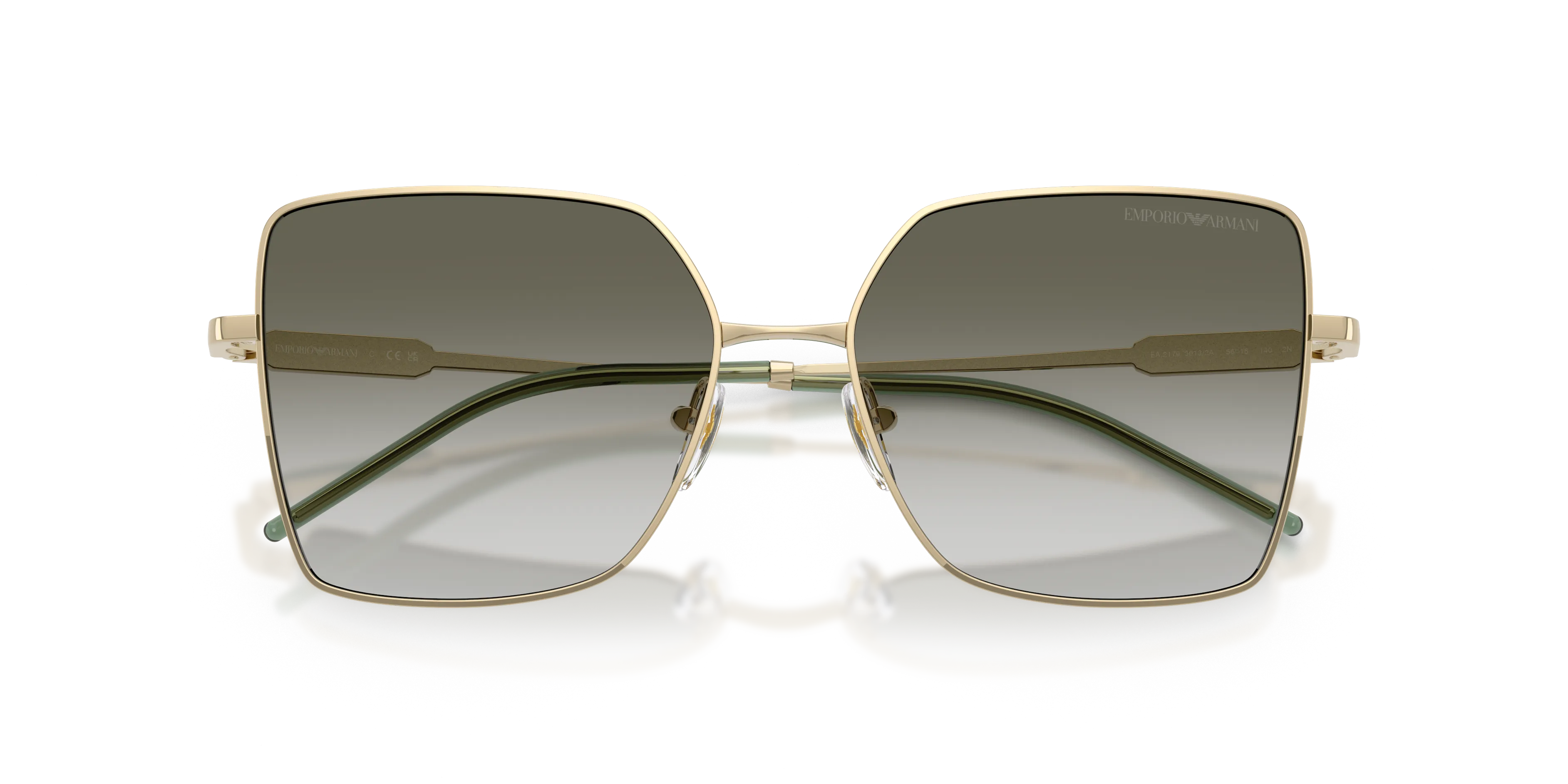 Emporio Armani EA2179 30132A Occhiali da sole Metallo Oro Verde Squadrata Normale Sfumato - immagine 2