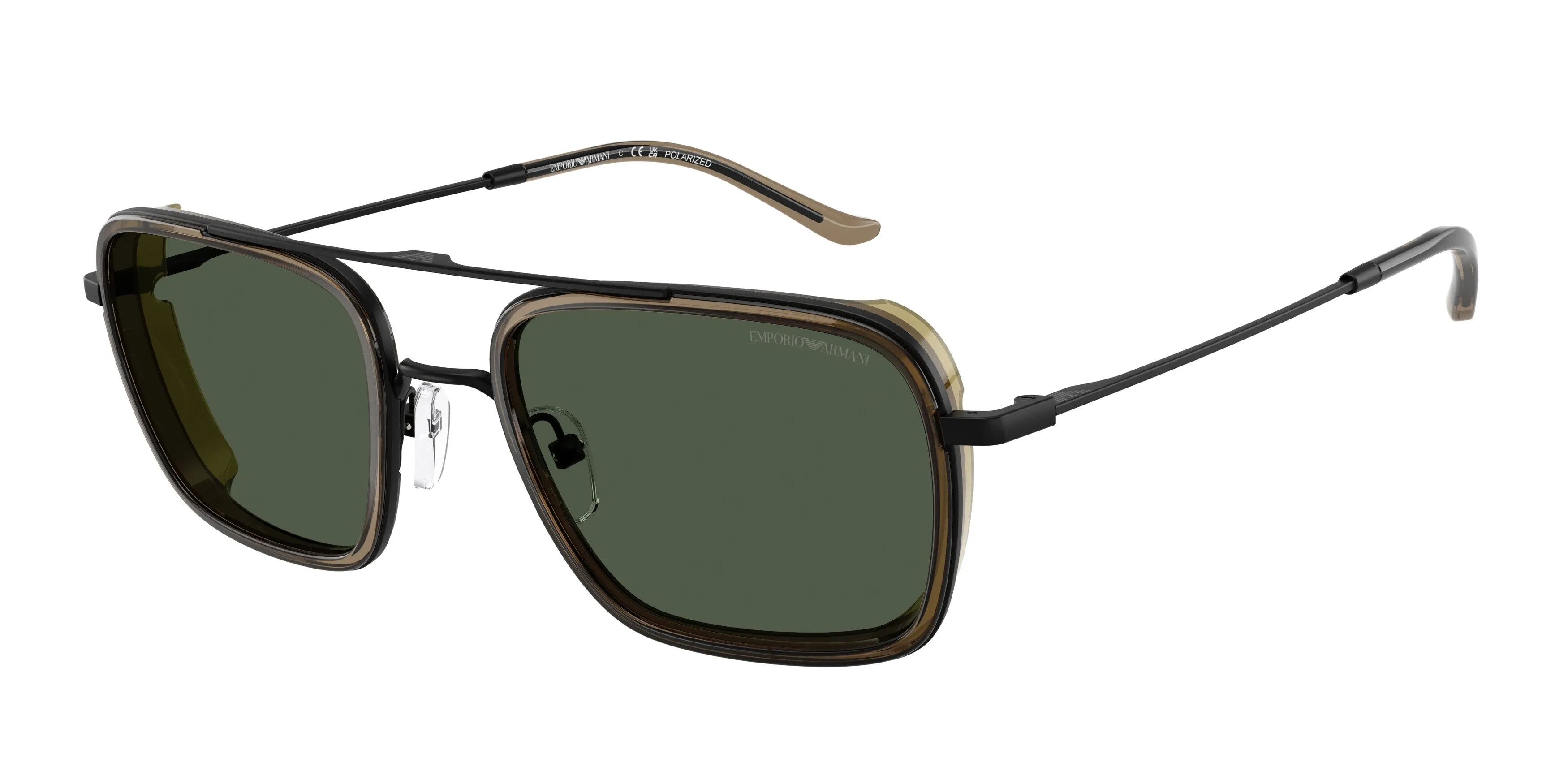 Emporio Armani EA2162 30019A Occhiali da sole Metallo Nero Verde Squadrata Polarizzata - immagine 1