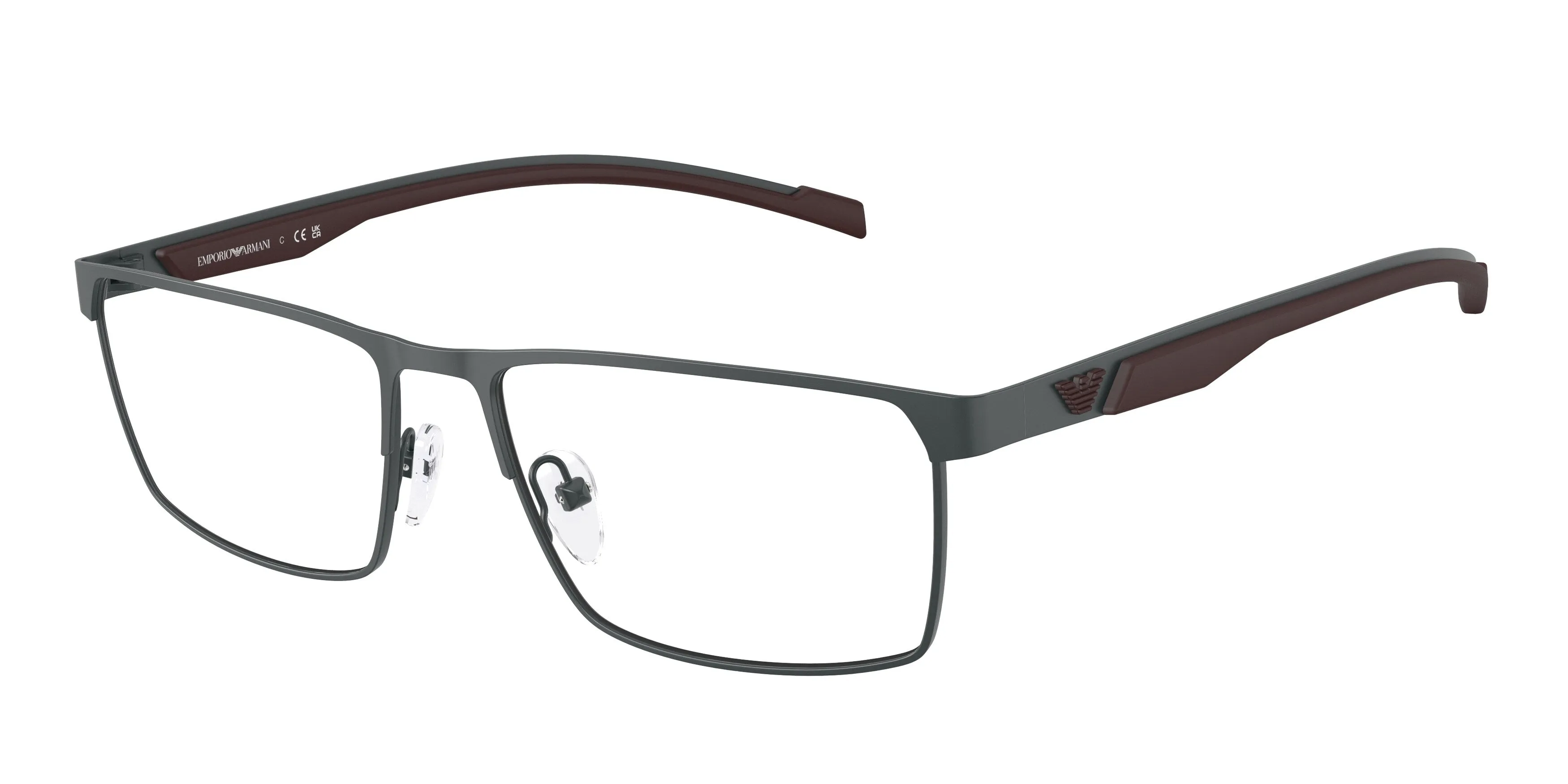 Emporio Armani EA1190 3443 Montature da vista Metallo Grigio Trasparente Squadrata Normale - immagine 1