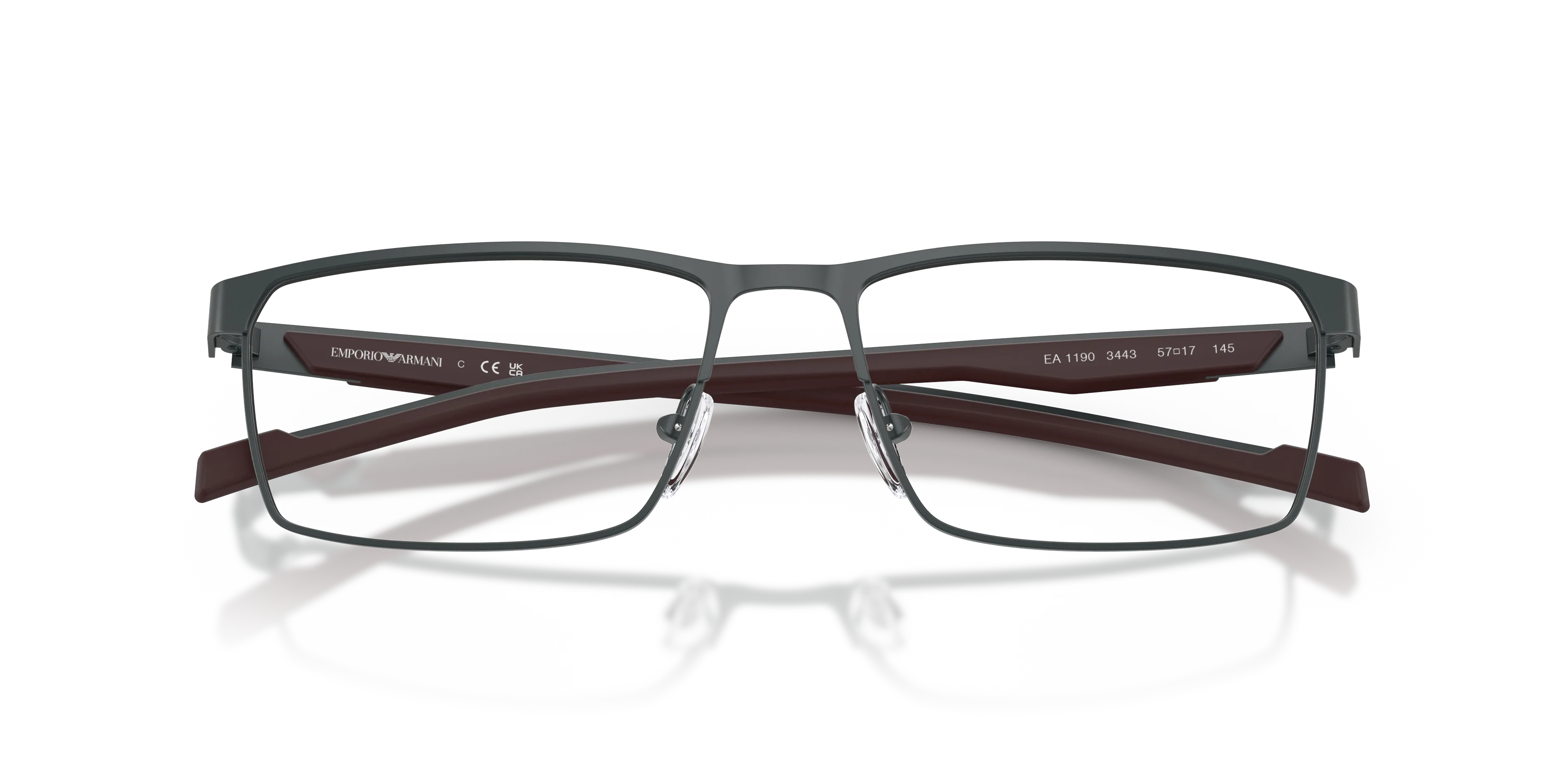 Emporio Armani EA1190 3443 Montature da vista Metallo Grigio Trasparente Squadrata Normale - immagine 2