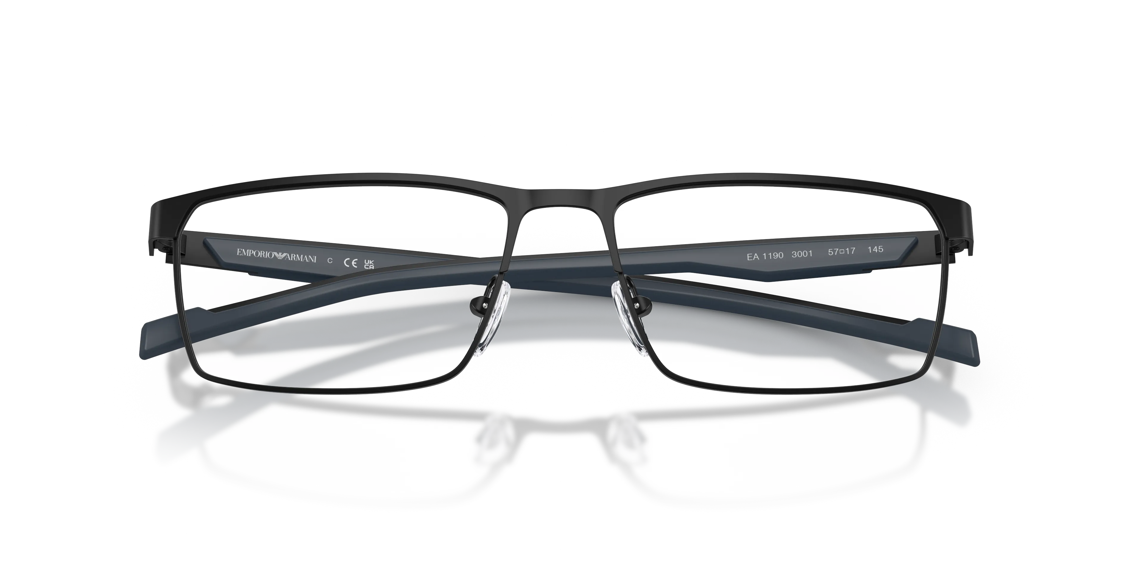 Emporio Armani EA1190 3001 Montature da vista Metallo Nero Trasparente Squadrata Normale - immagine 2