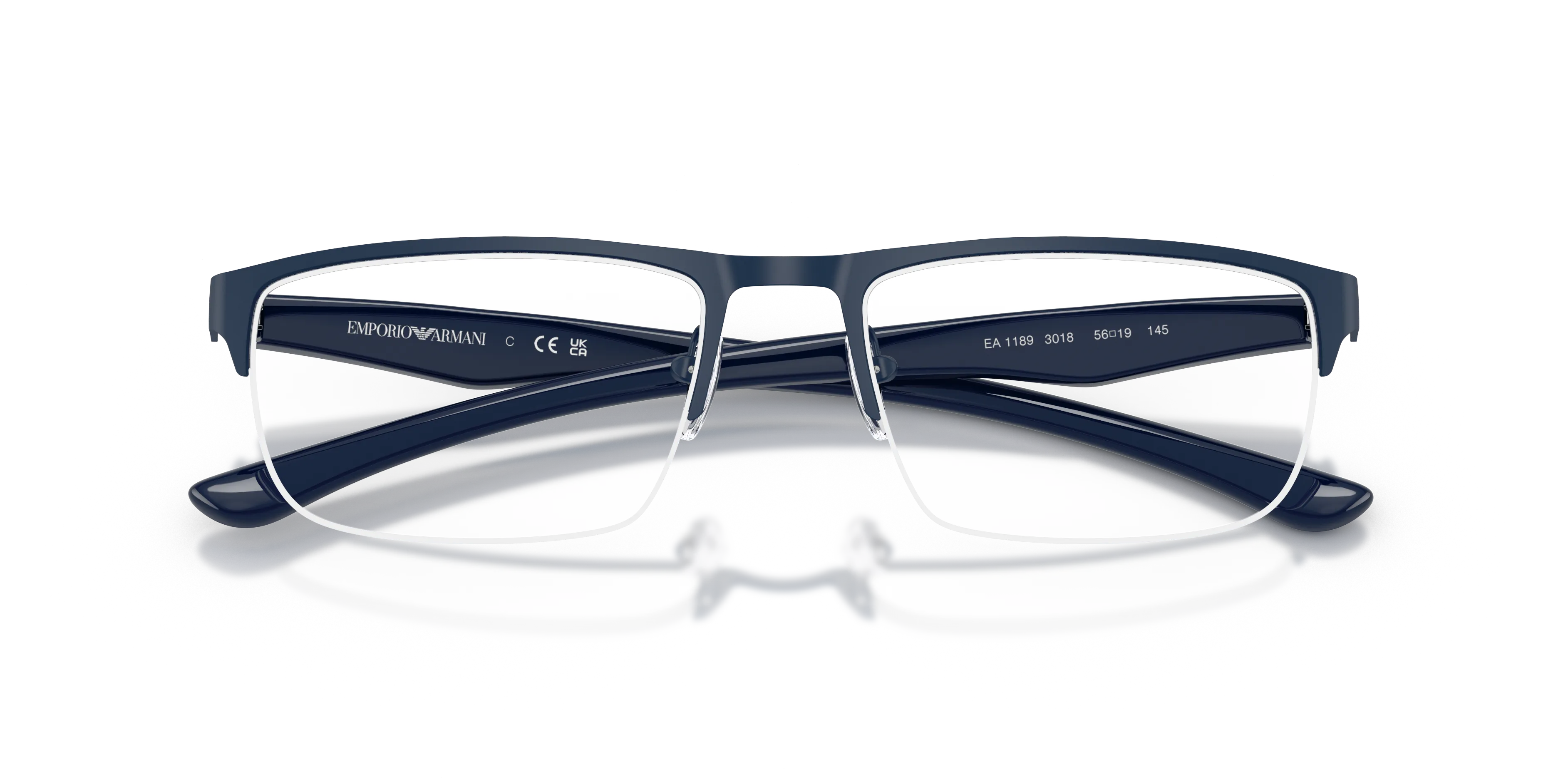 Emporio Armani EA1189 3018 Montature da vista Metallo Blu Trasparente Squadrata Normale - immagine 2