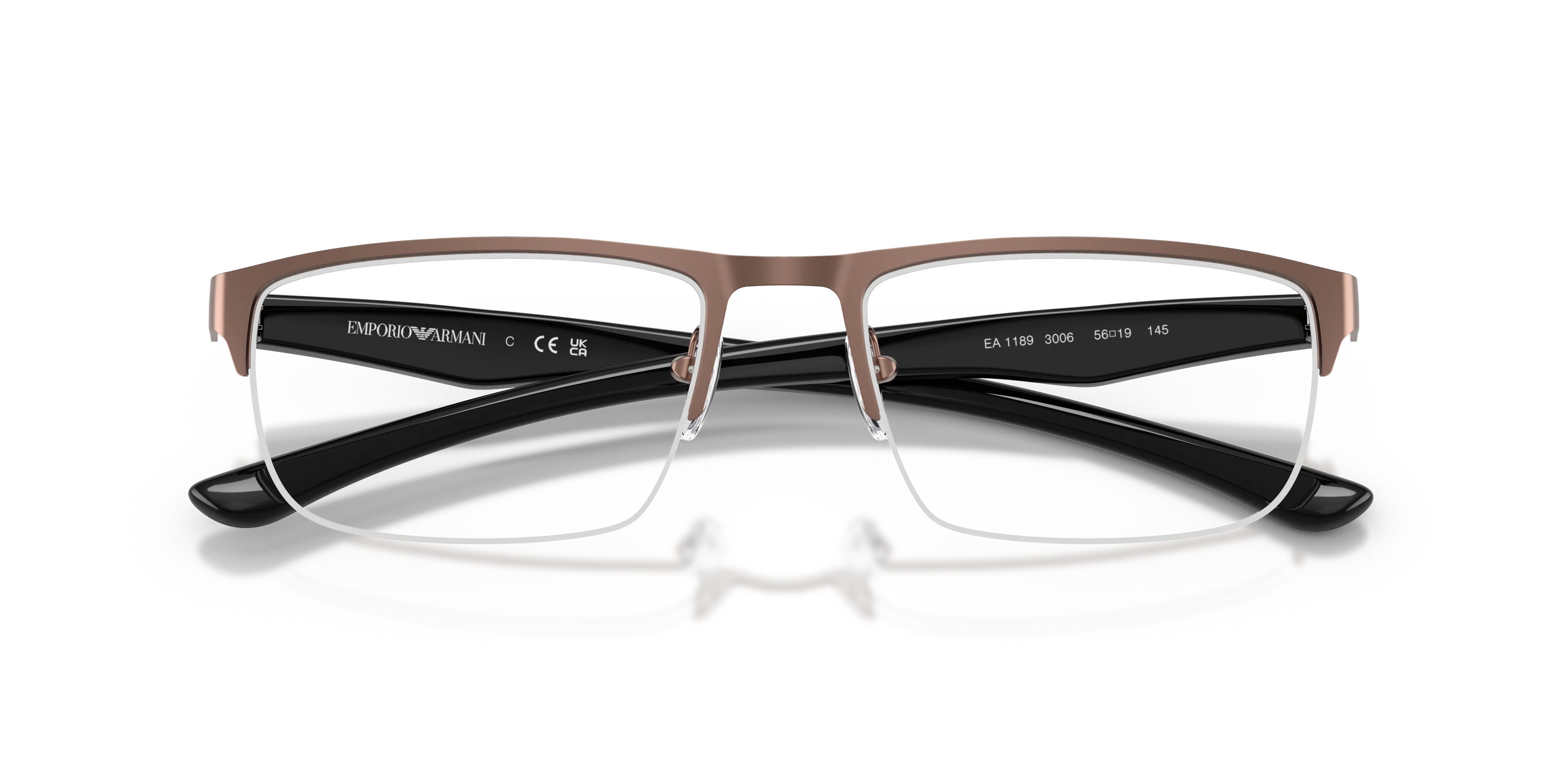 Emporio Armani EA1189 3006 Montature da vista Metallo Bronzo Trasparente Squadrata Normale - immagine 2