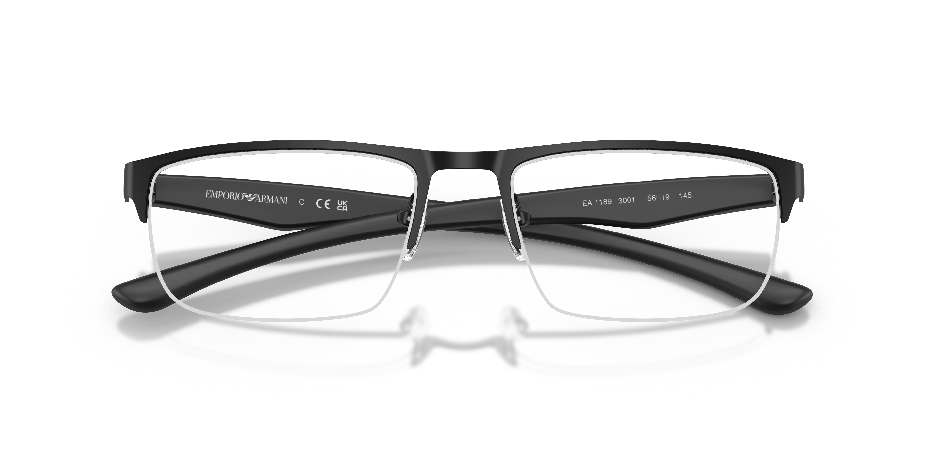 Emporio Armani EA1189 3001 Montature da vista Metallo Nero Trasparente Squadrata Normale - immagine 2