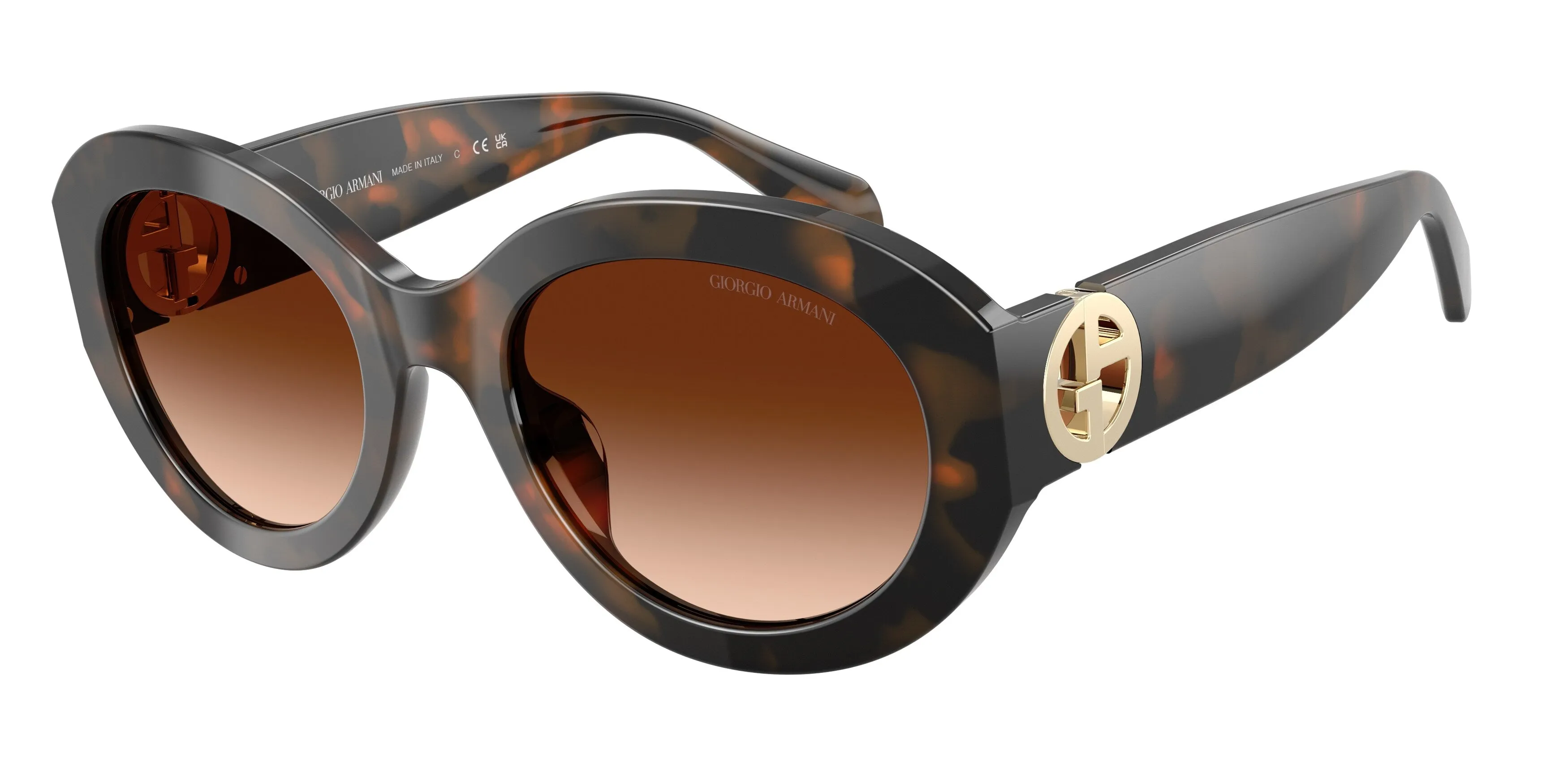 Giorgio Armani AR8269U 647874 Occhiali da sole Acetato Tartaruga Marrone Rotonda Normale Sfumato - immagine 1