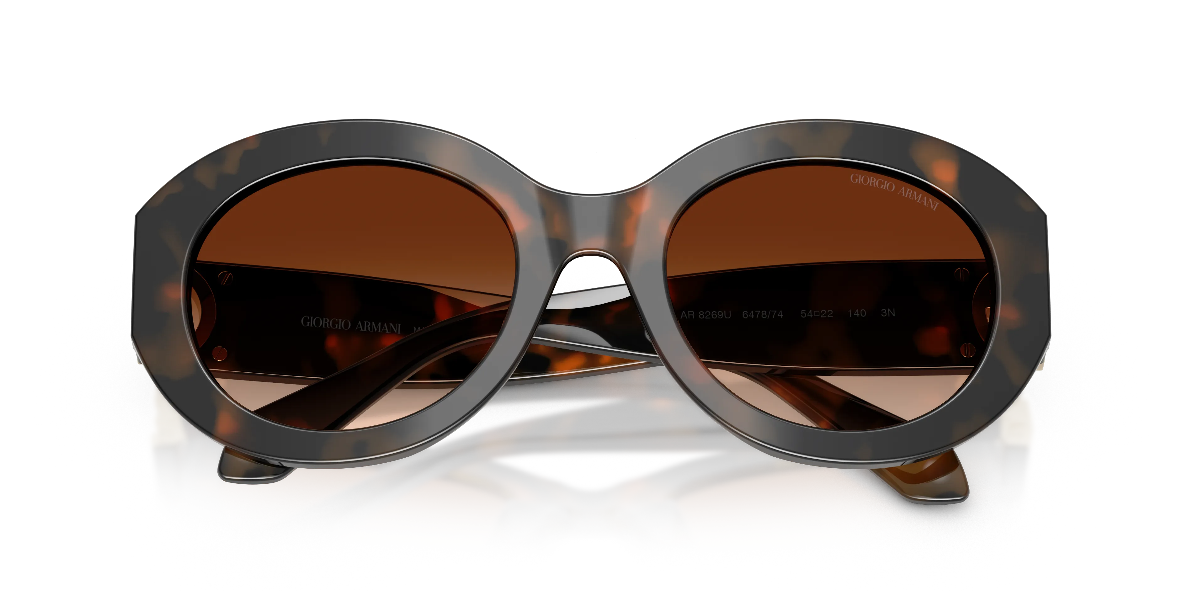 Giorgio Armani AR8269U 647874 Occhiali da sole Acetato Tartaruga Marrone Rotonda Normale Sfumato - immagine 2