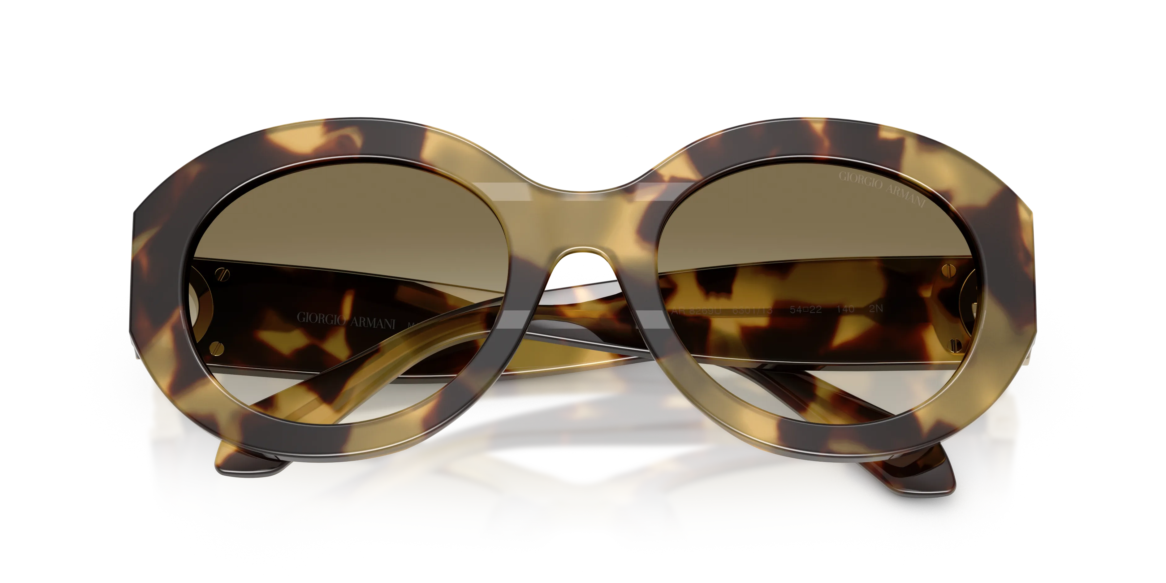 Giorgio Armani AR8269U 630113 Occhiali da sole Acetato Tartaruga Marrone Rotonda Normale Sfumato - immagine 2