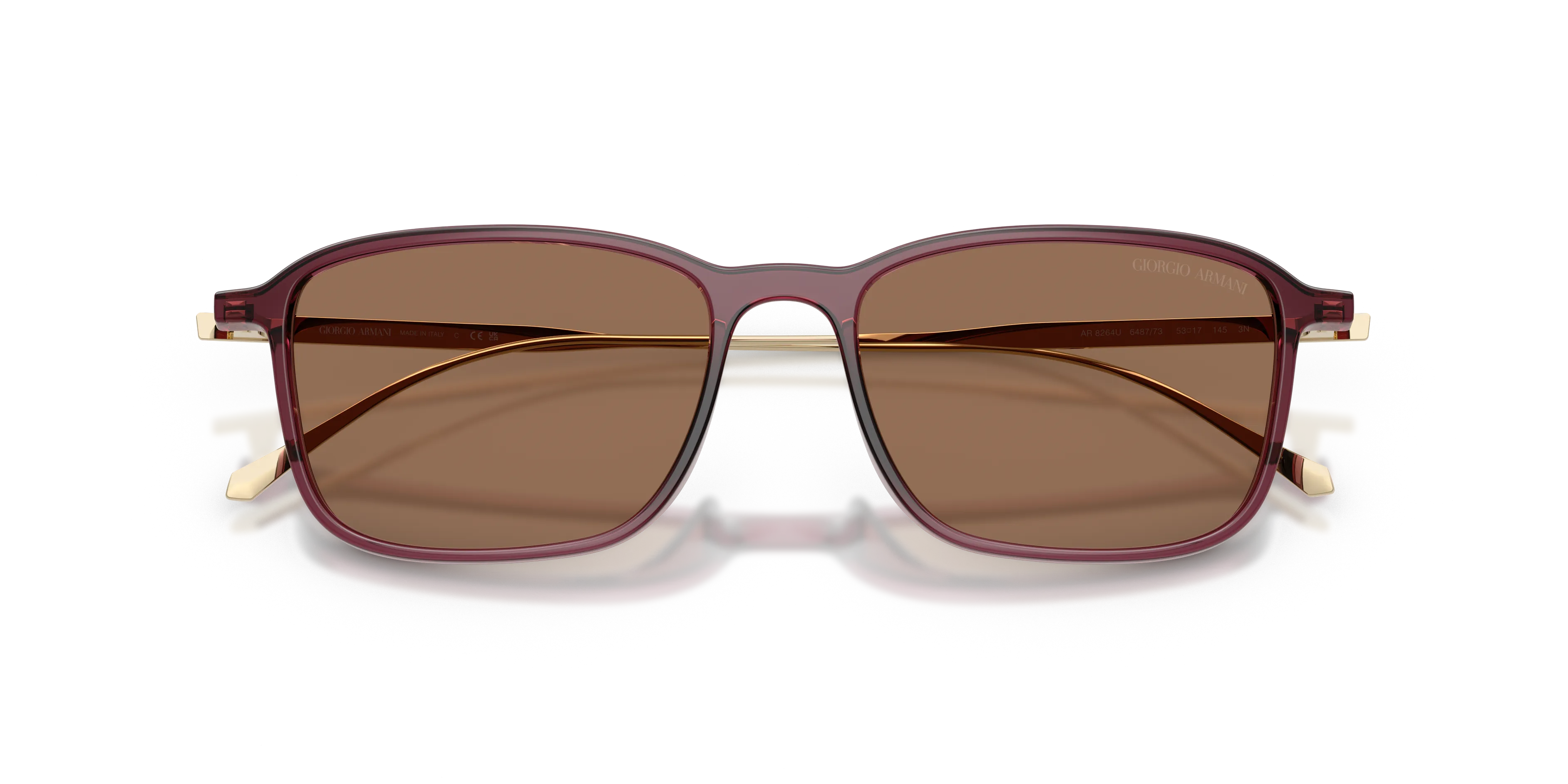 Giorgio Armani AR8264U 648773 Occhiali da sole Iniettato Rosso Marrone Squadrata Normale - immagine 2