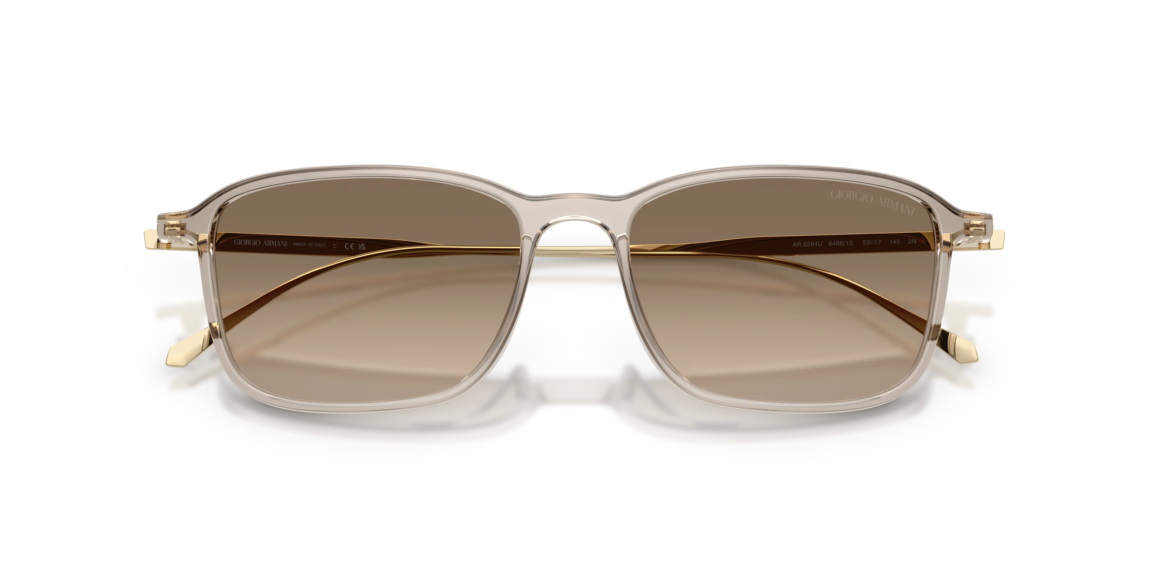 Giorgio Armani AR8264U 648613 Occhiali da sole Iniettato Marrone Marrone Squadrata Normale Sfumato - immagine 2