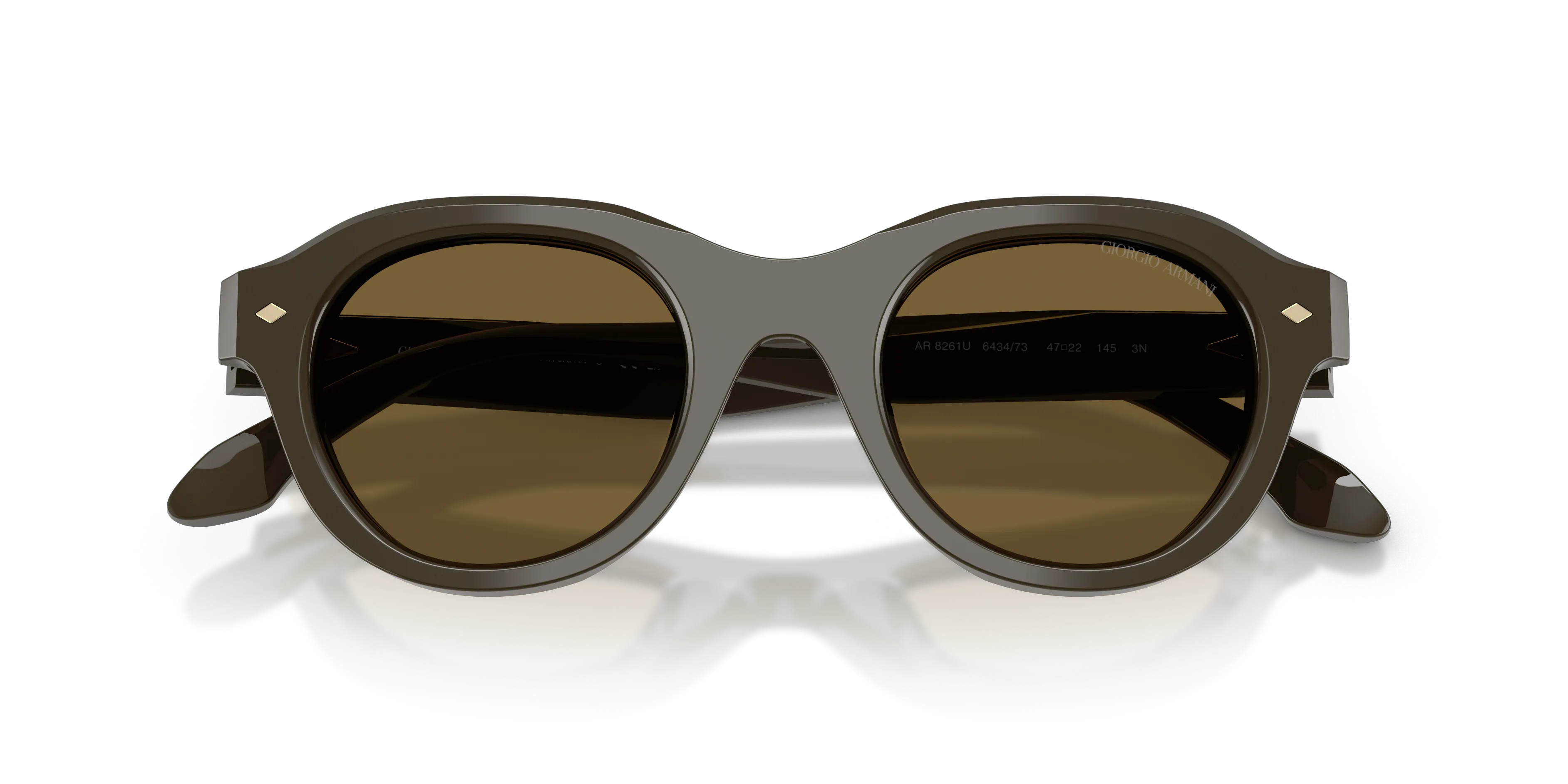 Giorgio Armani AR8261U 643473 Occhiali da sole Acetato Verde Marrone Rotonda Normale - immagine 2