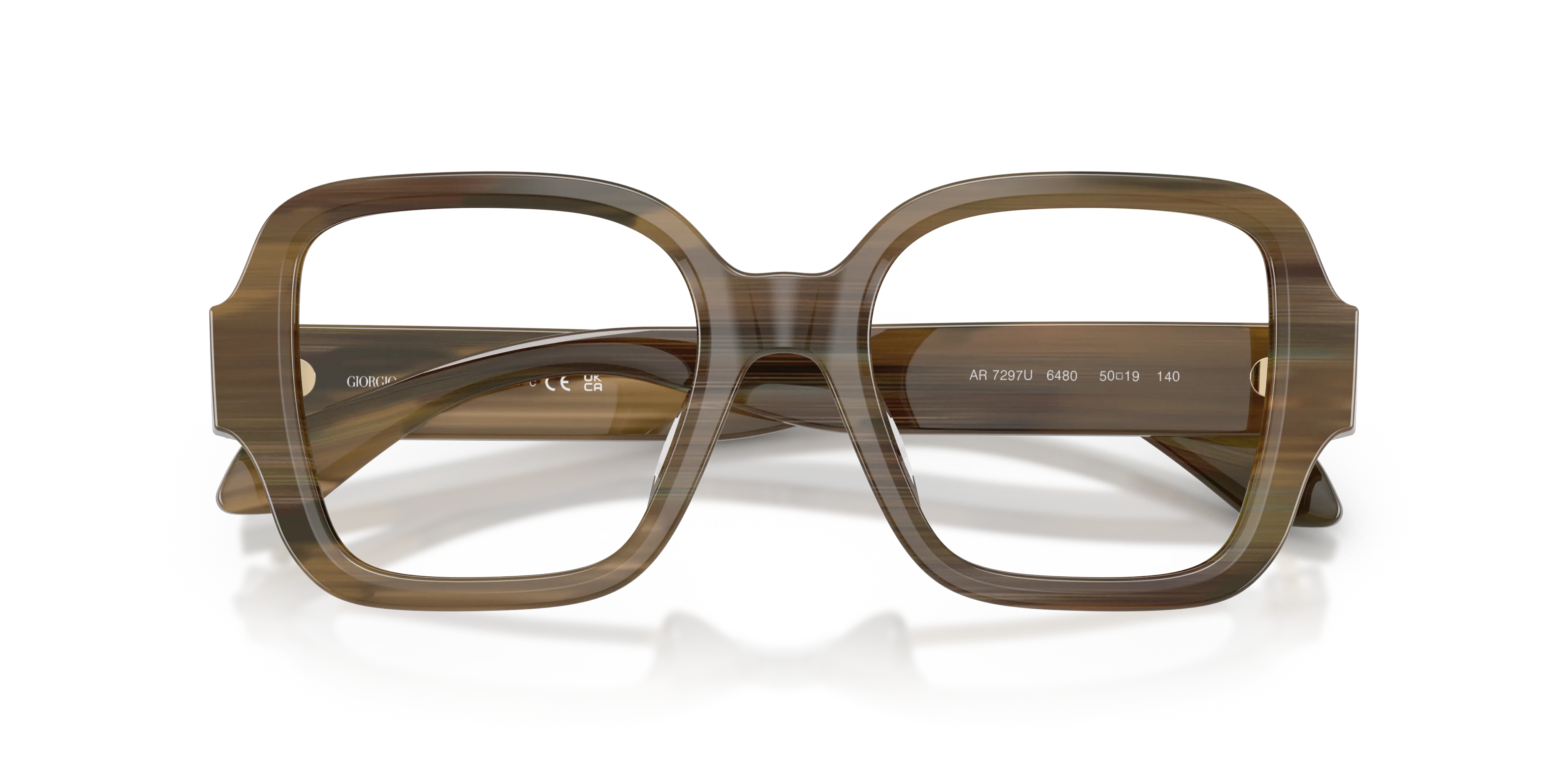 Giorgio Armani AR7297U 6480 Montature da vista Acetato Verde Trasparente Squadrata Normale - immagine 2