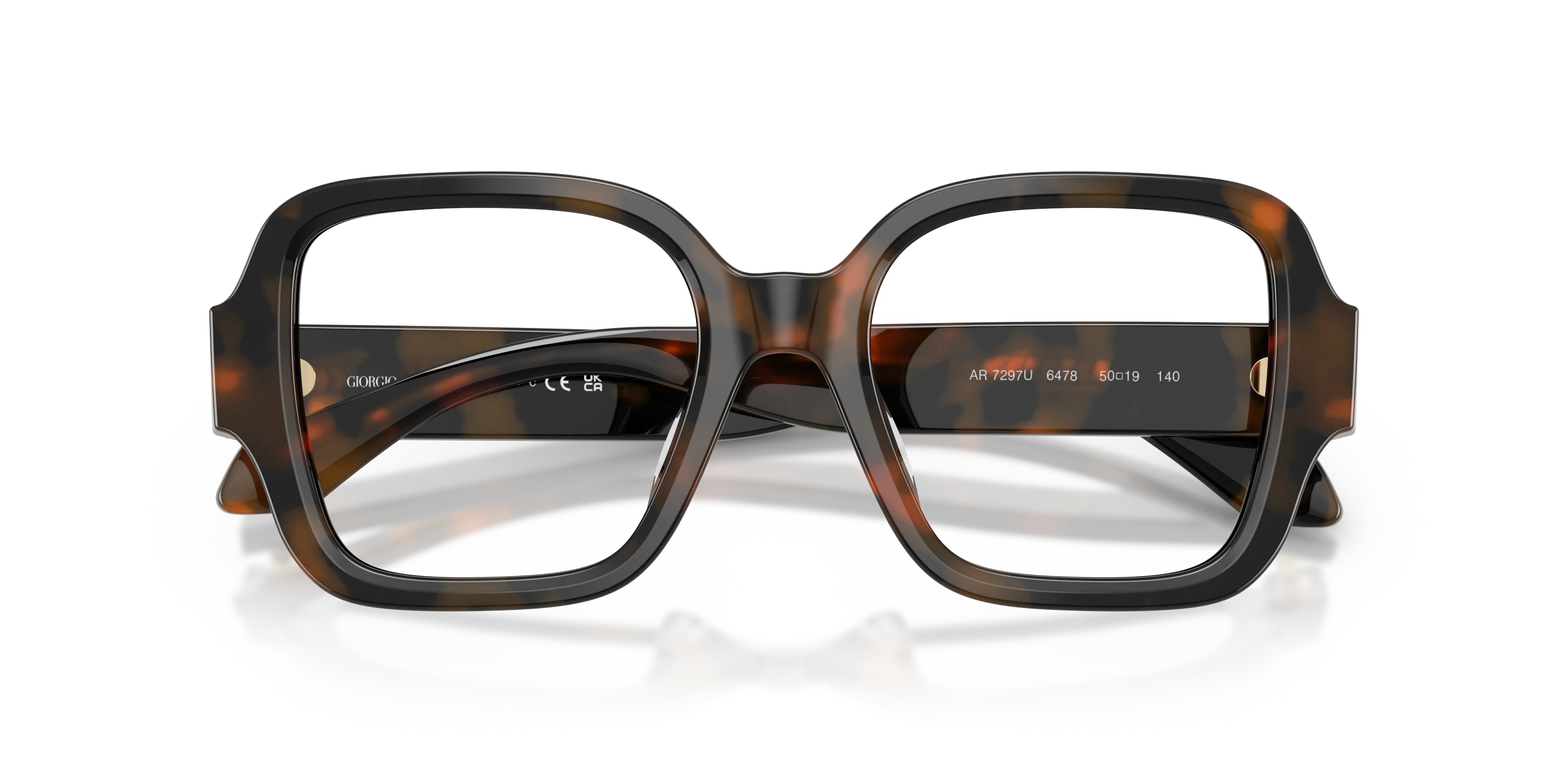 Giorgio Armani AR7297U 6478 Montature da vista Acetato Tartaruga Trasparente Squadrata Normale - immagine 2