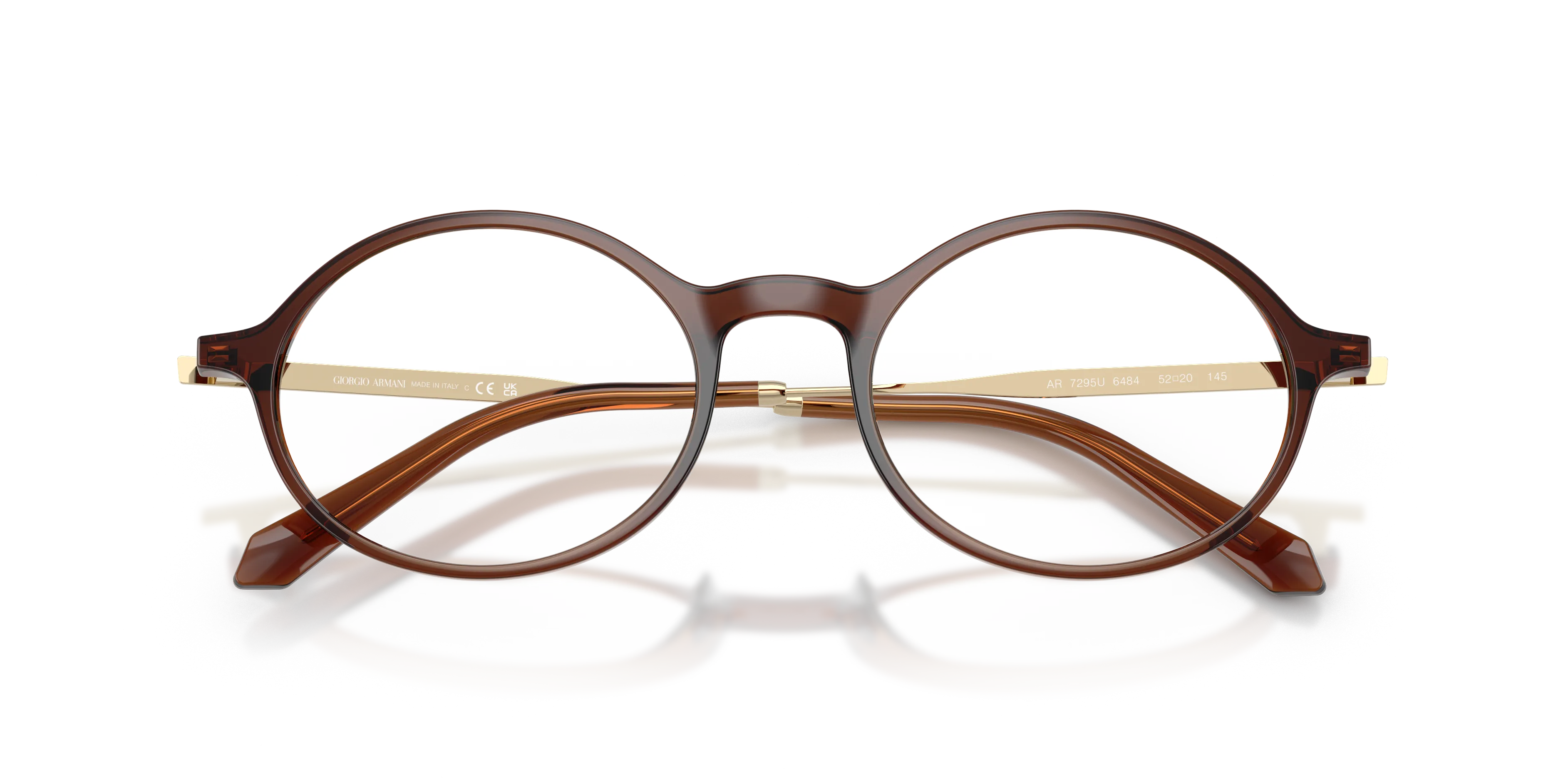 Giorgio Armani AR7295U 6484 Montature da vista Iniettato Marrone Trasparente Rotonda Normale - immagine 2