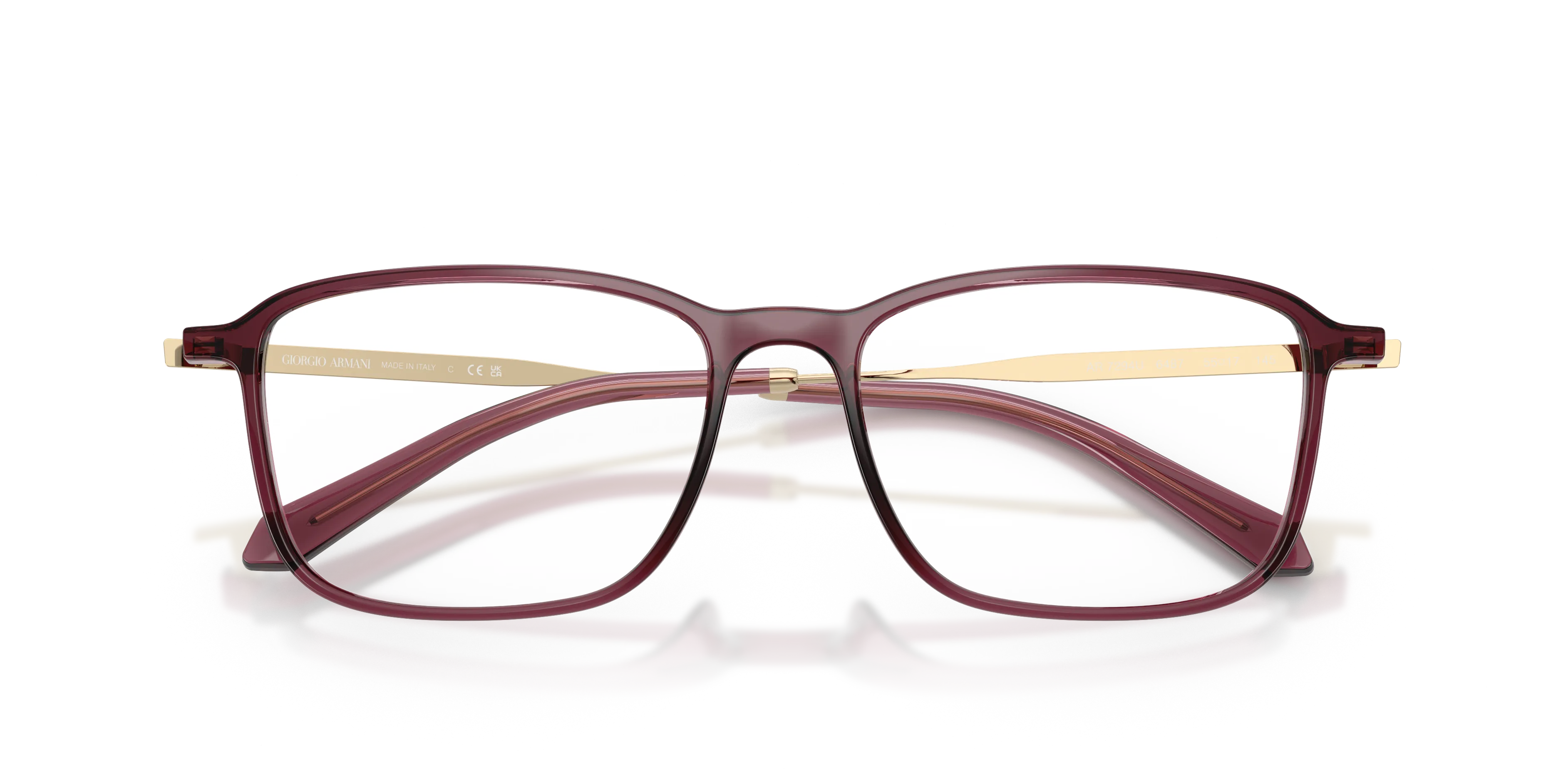Giorgio Armani AR7294U 6487 Montature da vista Iniettato Rosso Trasparente Squadrata Normale - immagine 2