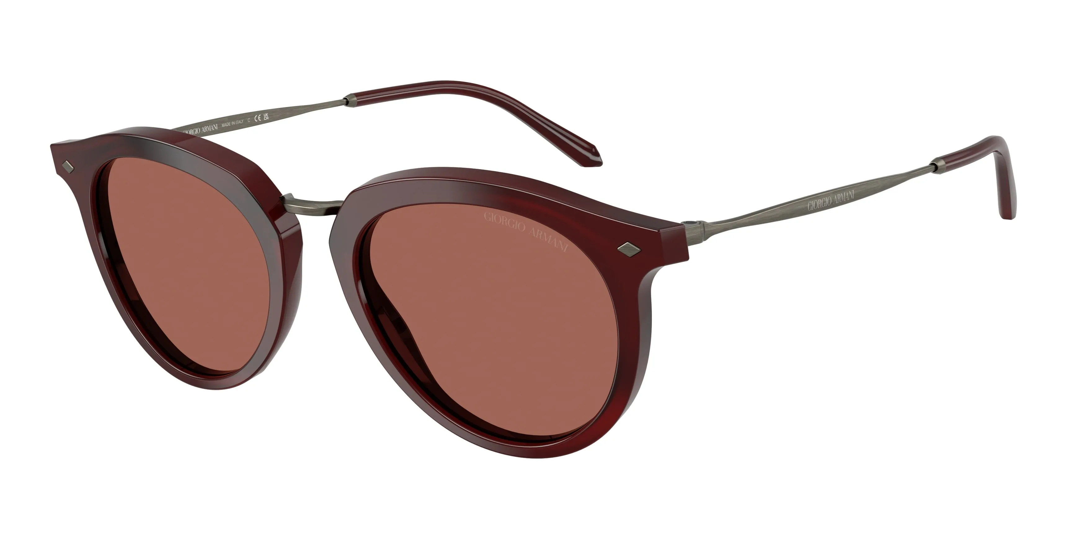 Giorgio Armani AR6191 6466H2 Occhiali da sole Metallo Rosso Marrone Pantos Normale - immagine 1