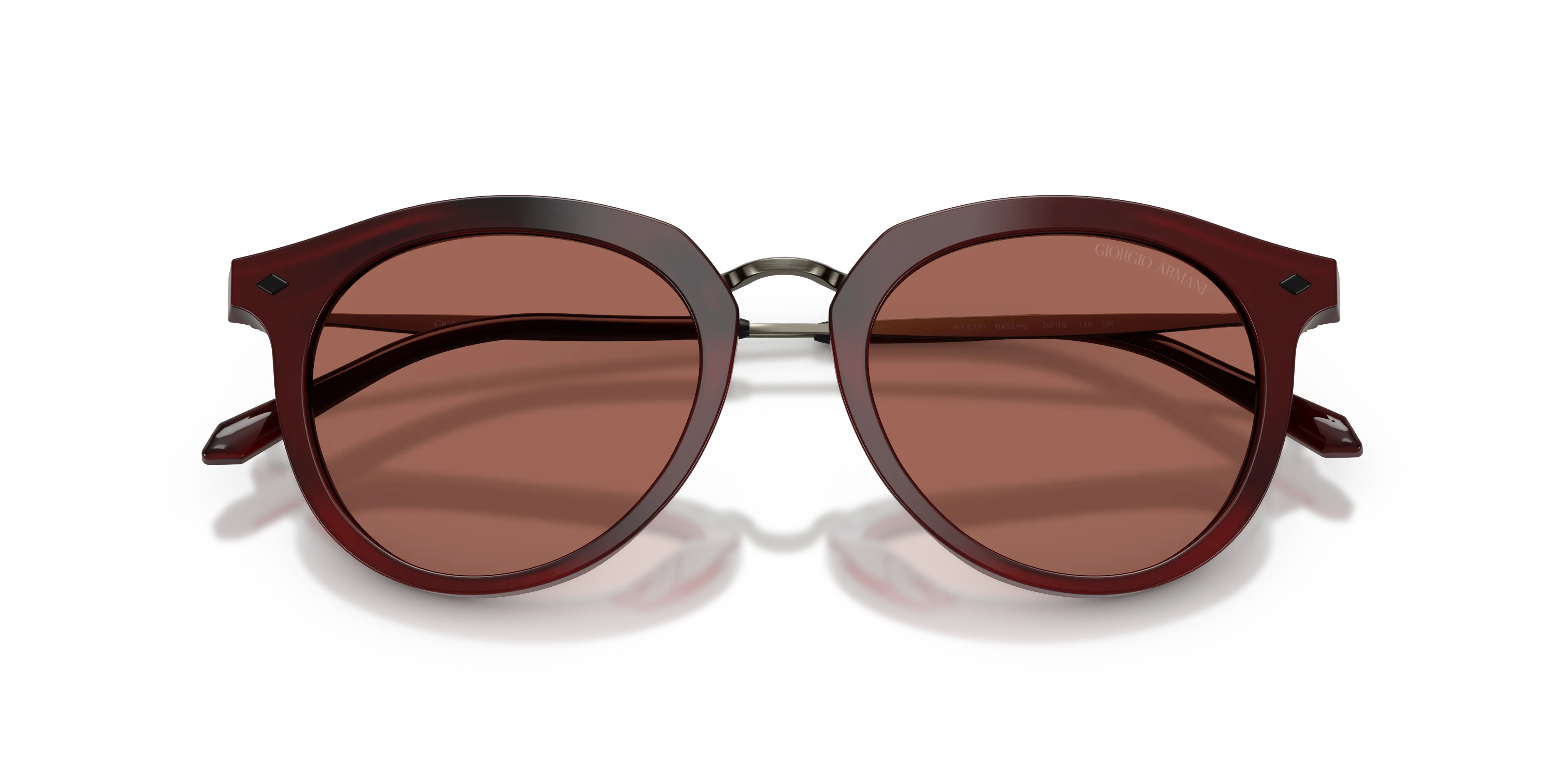 Giorgio Armani AR6191 6466H2 Occhiali da sole Metallo Rosso Marrone Pantos Normale - immagine 2