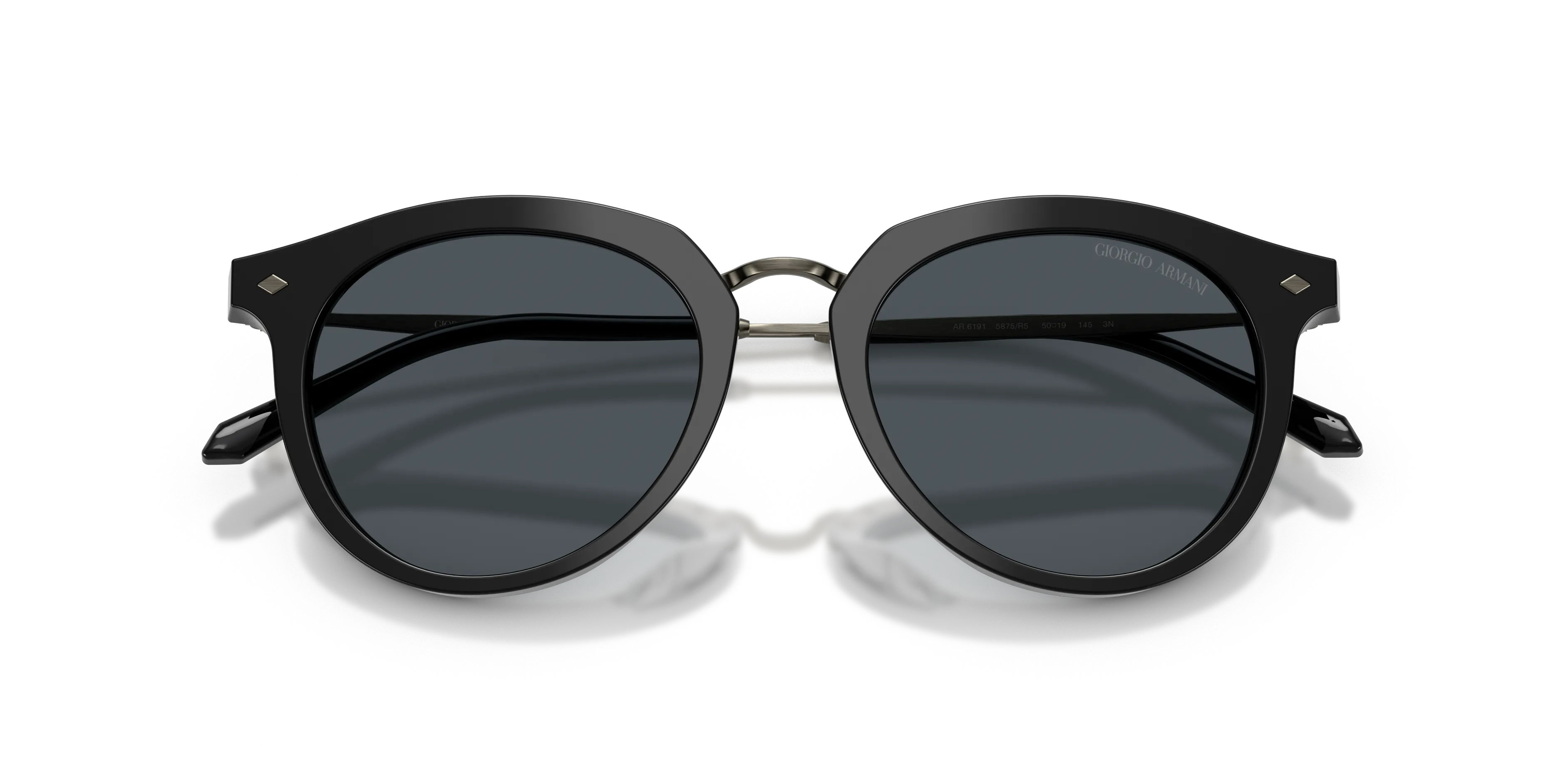 Giorgio Armani AR6191 5875R5 Occhiali da sole Metallo Nero Blu Pantos Normale - immagine 2