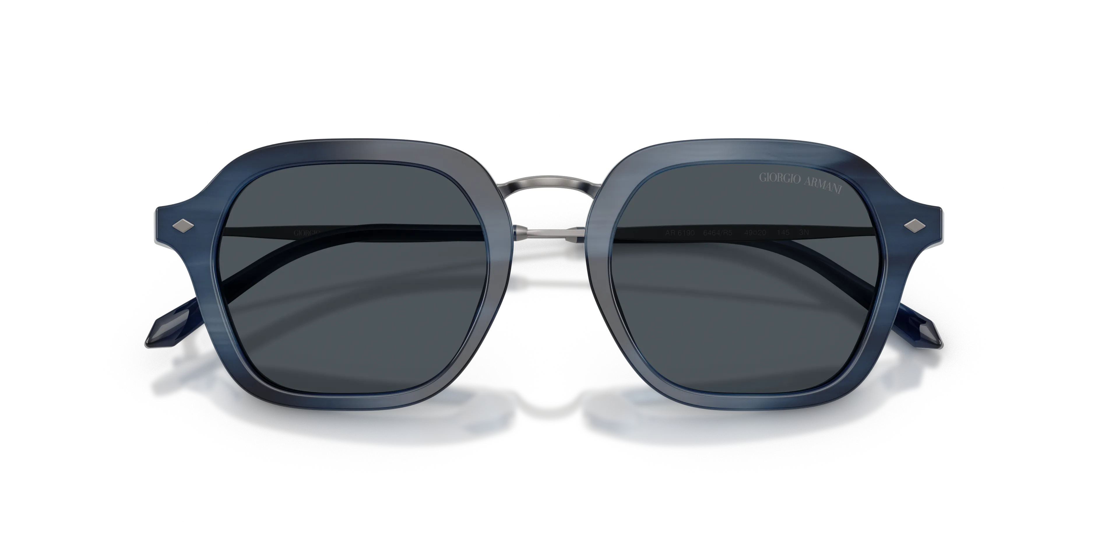 Giorgio Armani AR6190 6464R5 Occhiali da sole Metallo Blu Blu Squadrata Normale - immagine 2
